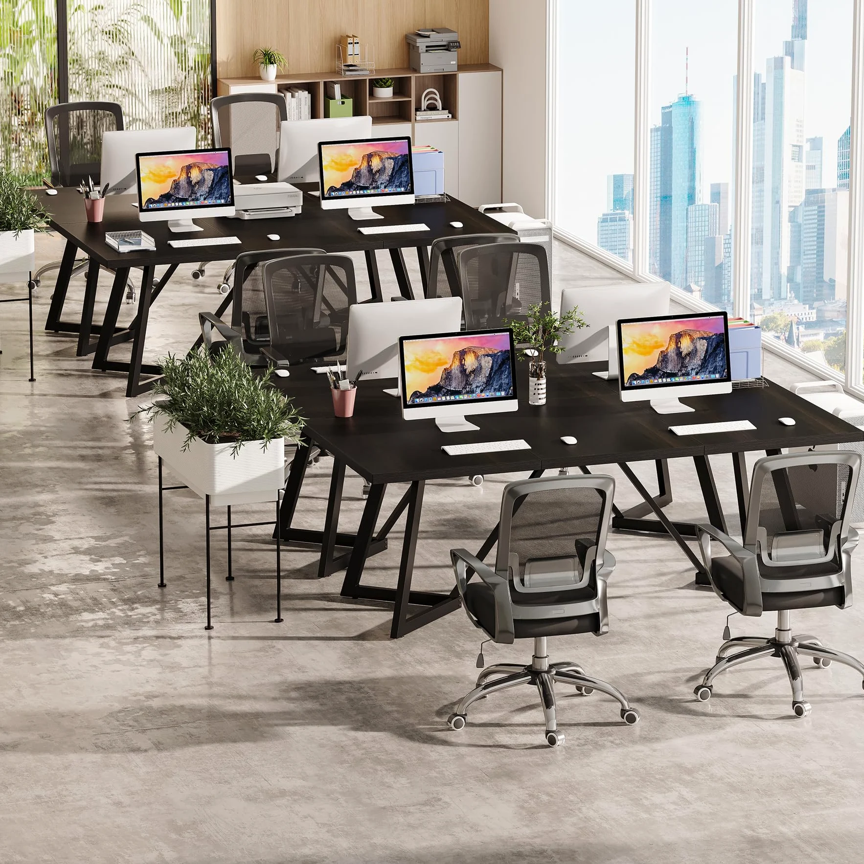 Tribesigns, scrivania grande da 180 cm, moderno tavolo per computer con struttura in metallo, tavolo da lavoro rettangolare per laptop per ufficio o casa (nero)