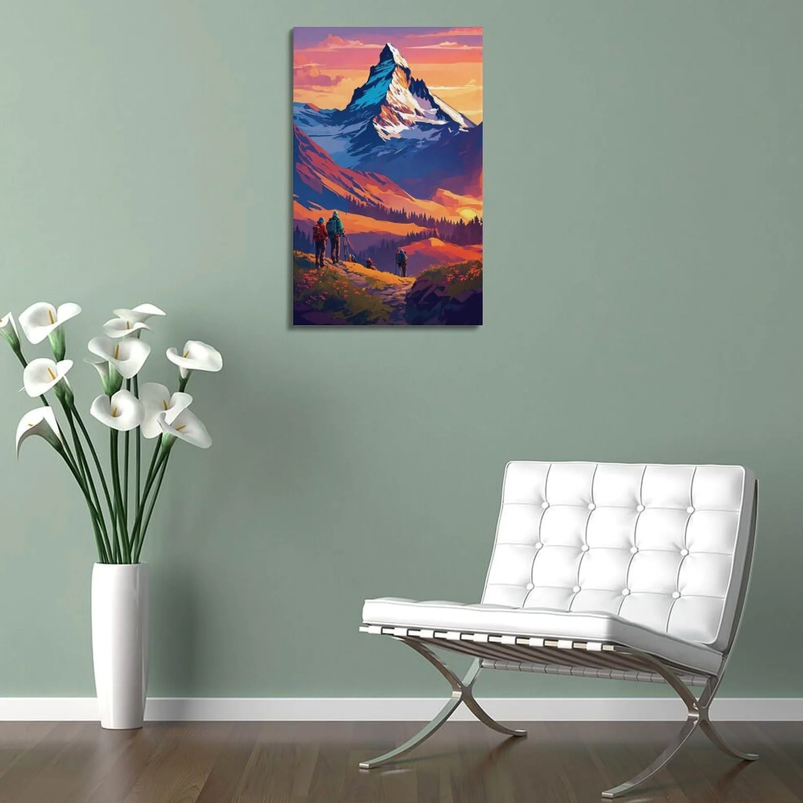 Poster su tela, motivo: sport estremi, alpinismo ed escursionismo, con squadre di avventura, stampa moderna, poster decorativo per camera da letto, per camera da letto, 60 x 90 cm