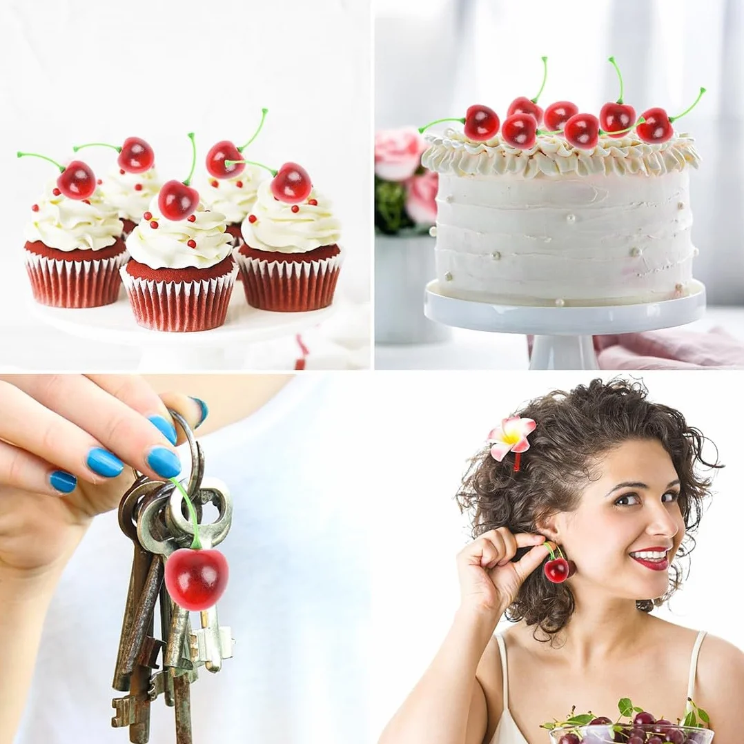 Ciliegie Artificiali Realistiche 30 Pezzi Decorativi Frutta Finta Decorazioni