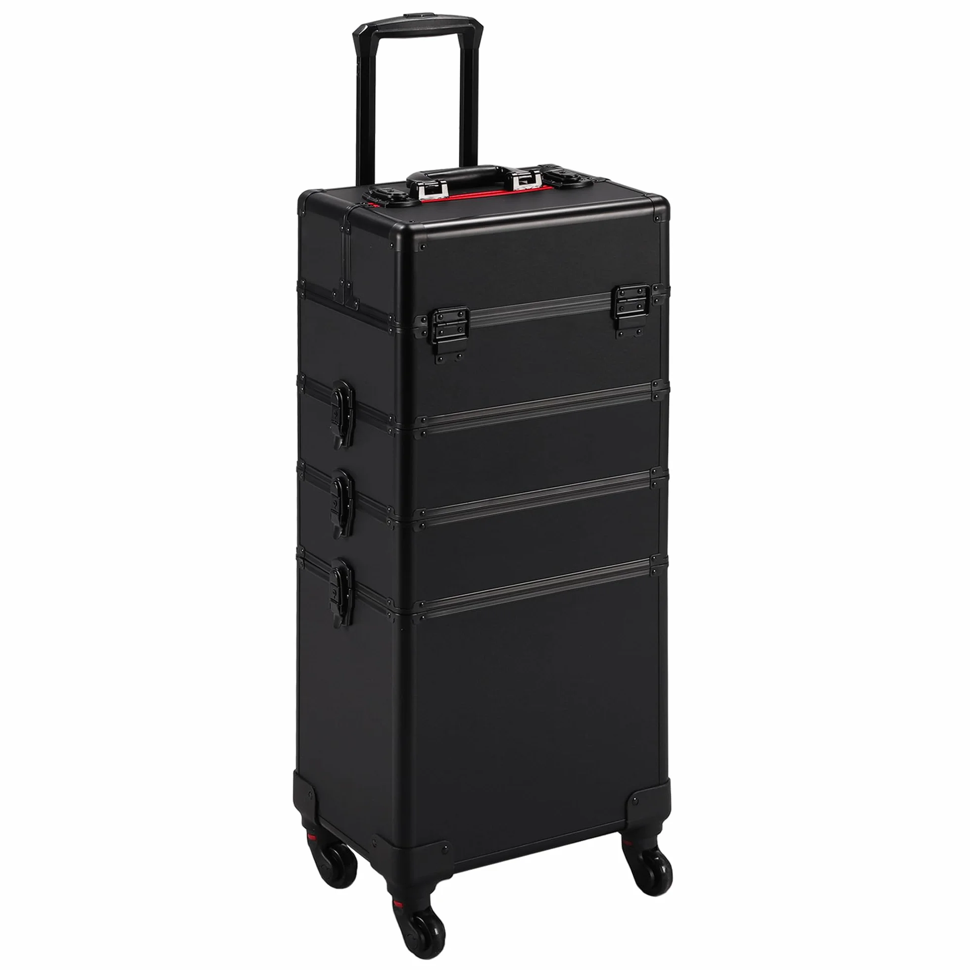 Yaheetech 4 in 1 Valigia Trolley Make Up da Trucco Beauty Case Professionale Grande Porta Trucchi per Estetista Parrucchiere da Viaggio Nero