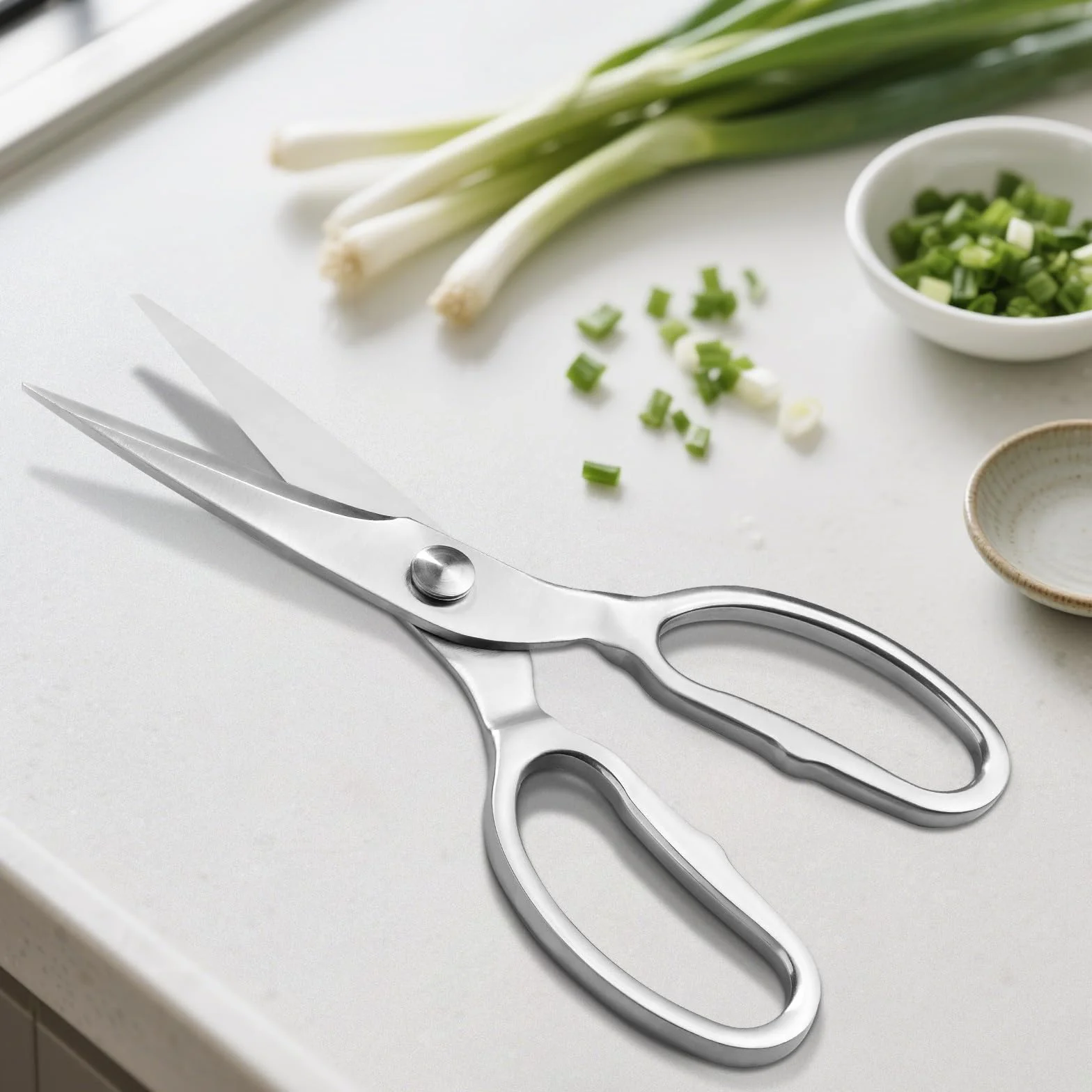 Plys Forbici da Cucina Acciaio Inox: Argento Trinciapollo Professionale Forbici Acciaio Attrezzi