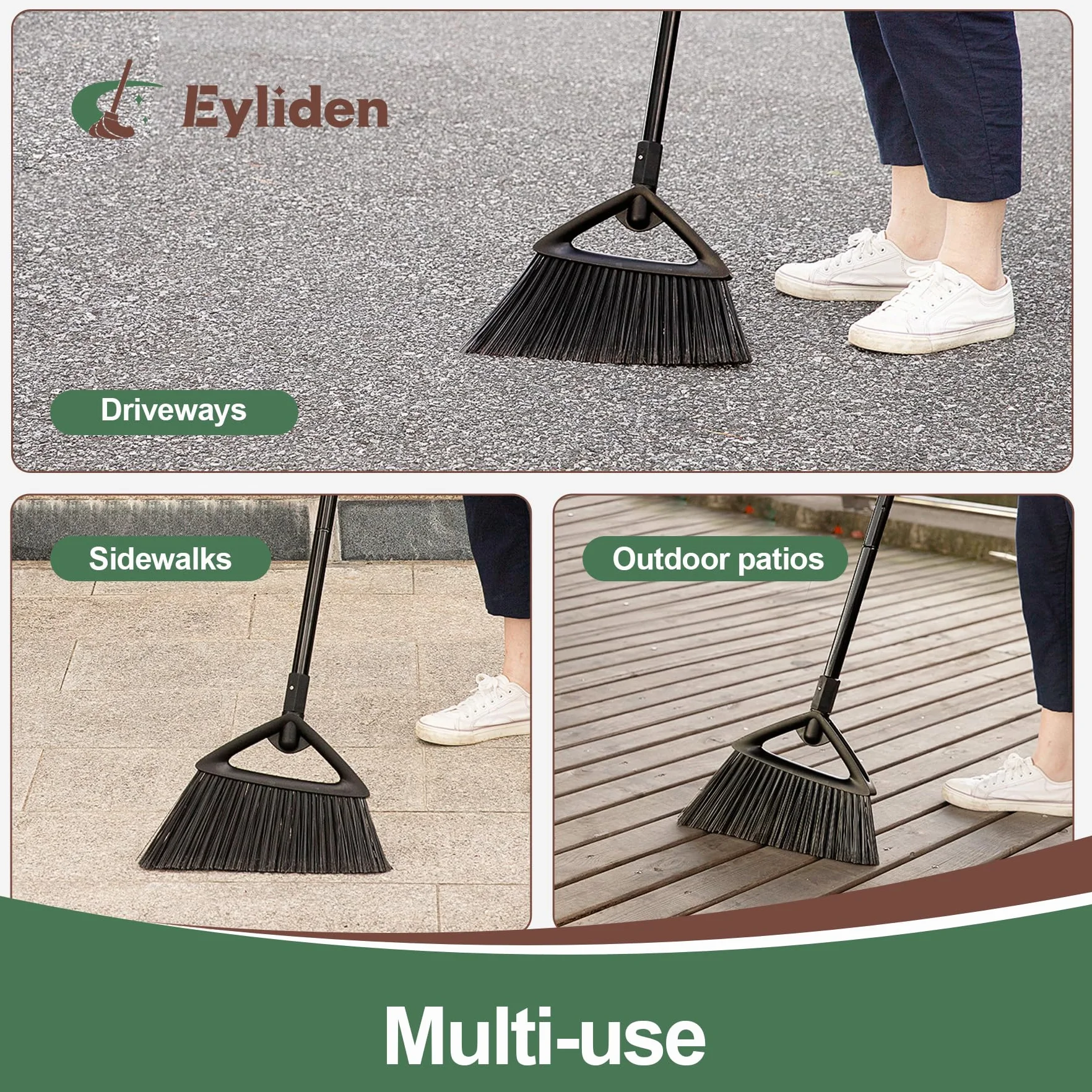 Eyliden Scopa Resistente Angolare Commerciale con Manico Lungo per Esterno Garage Cortile