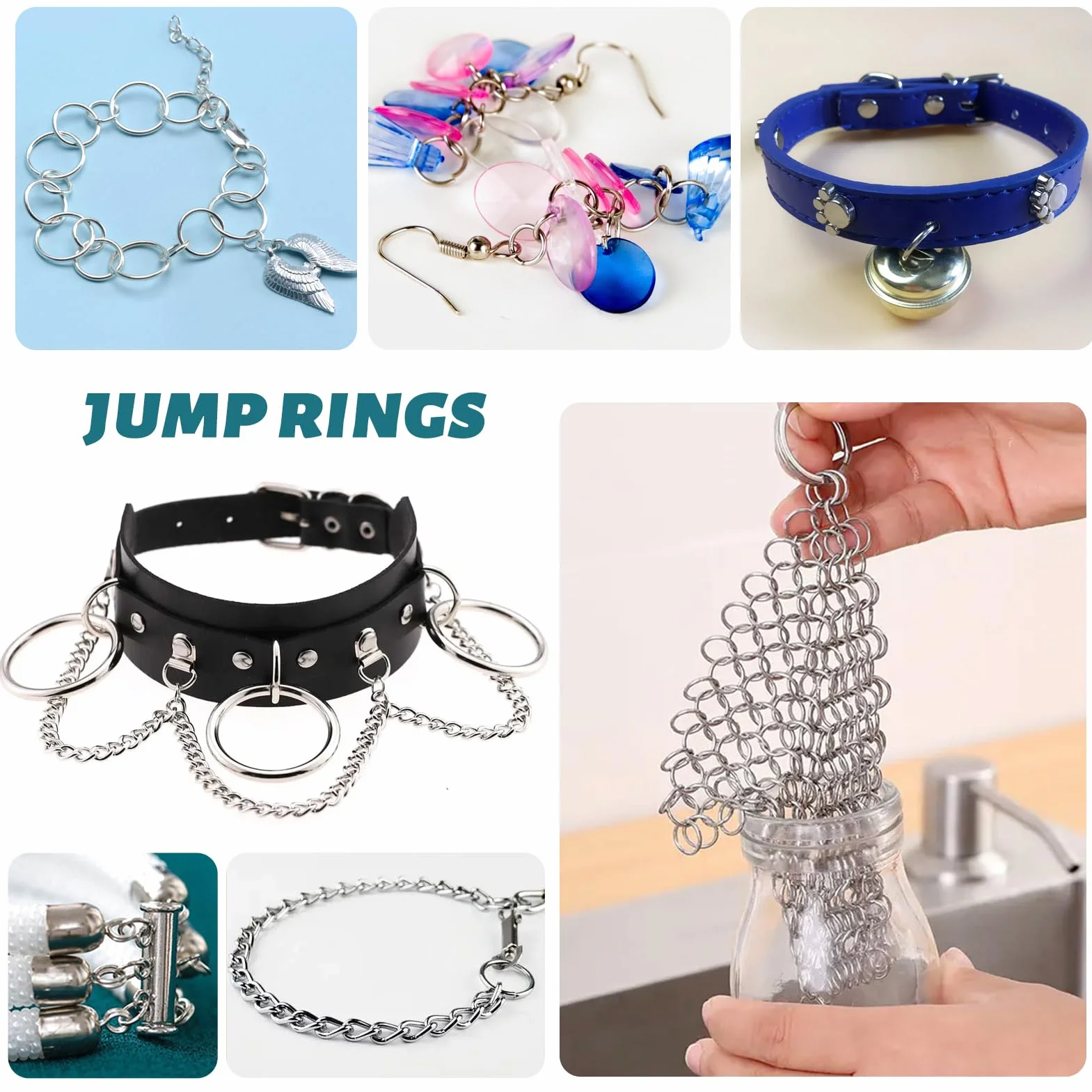 TOAOB 500 Pezzi 12 mm Anelli Aperti di Salto Acciaio Inossidabile Aperto Anellini per Bigiotteria Gioielli Fai Da Te Braccialetti Ciondoli Collane Orecchini