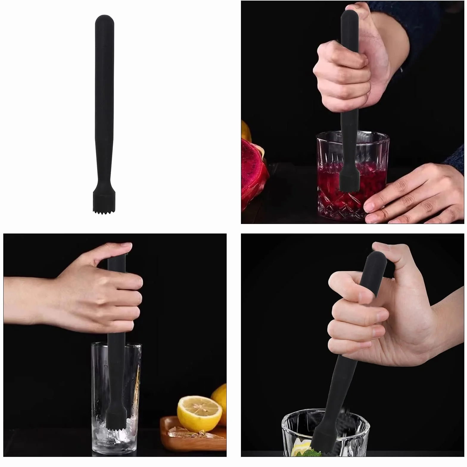 TMRBBesty Muddler Nero per Cocktail,Pestello da Cocktail,Cocktail Muddler,Professionale Pestello da Cocktail,per Creare Deliziosi Mojito e Altre Bevande a Base di Frutta