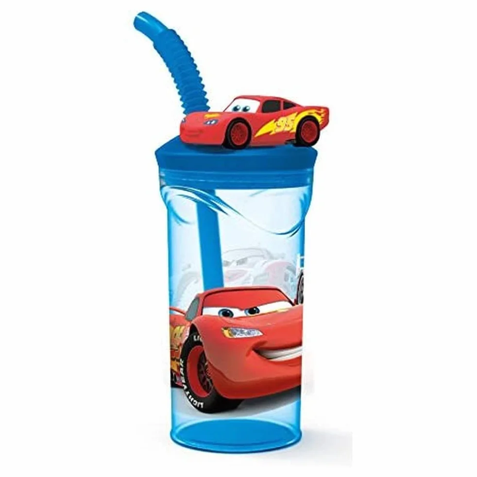 Disney Pixar Cars 3D kubek dla dzieci z rurką i pokrywką 360 ml plastik to-go BPA free