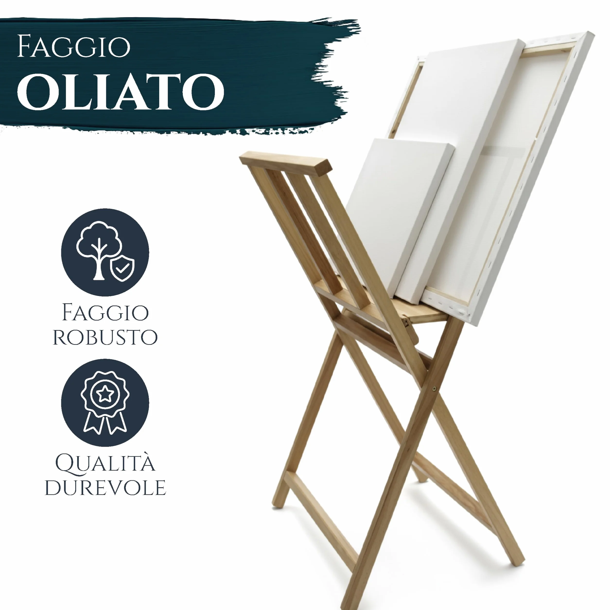 Artina Portatele portaquadri e porta poster - pregiato legno massello di faggio 65x48x71cm - per artisti e collezionisti