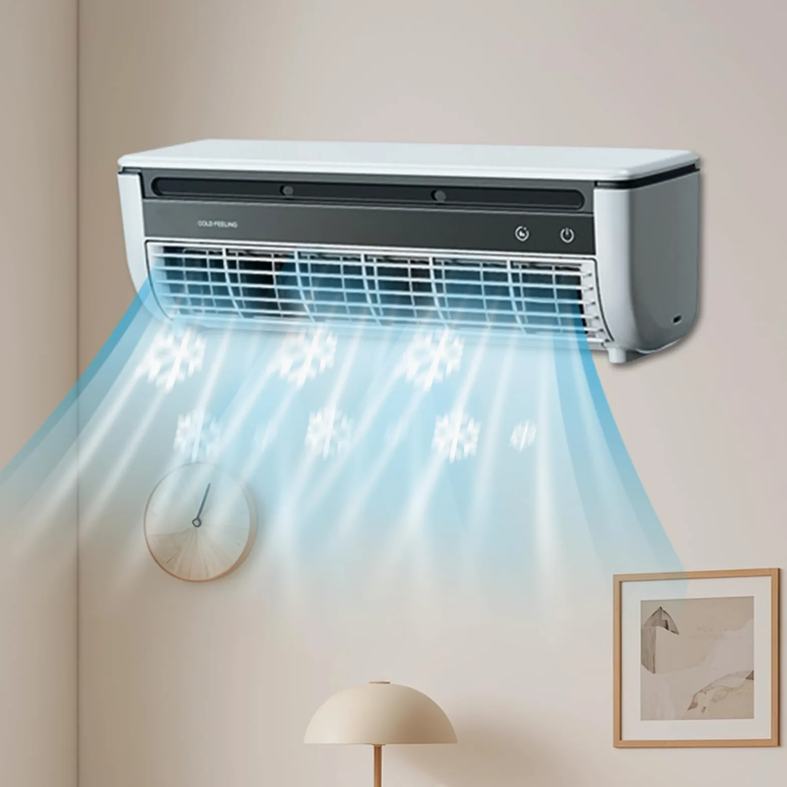 Ventilatore Da Parete Portatile, Condizionatore Portatile Ricaricabile Tramite USB, Condizionatore Da Parete Senza Fori, Ventilatore A Raffreddamento Rapido, Raffrescatore D'aria Per Cucina E