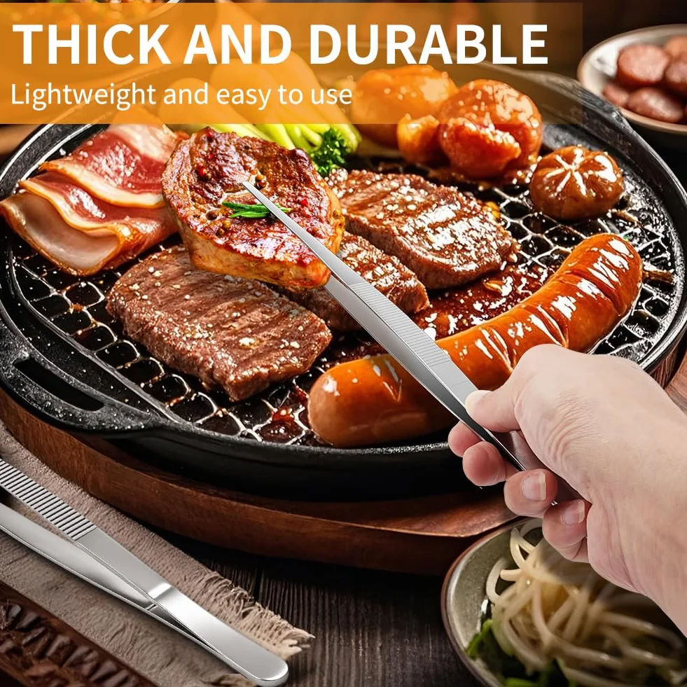 Pinze da Cucina in Acciaio Inox 30 cm, Pinza Chef Professionale per Servire Cibo, Grill, Pasta, Insalata, Barbecue