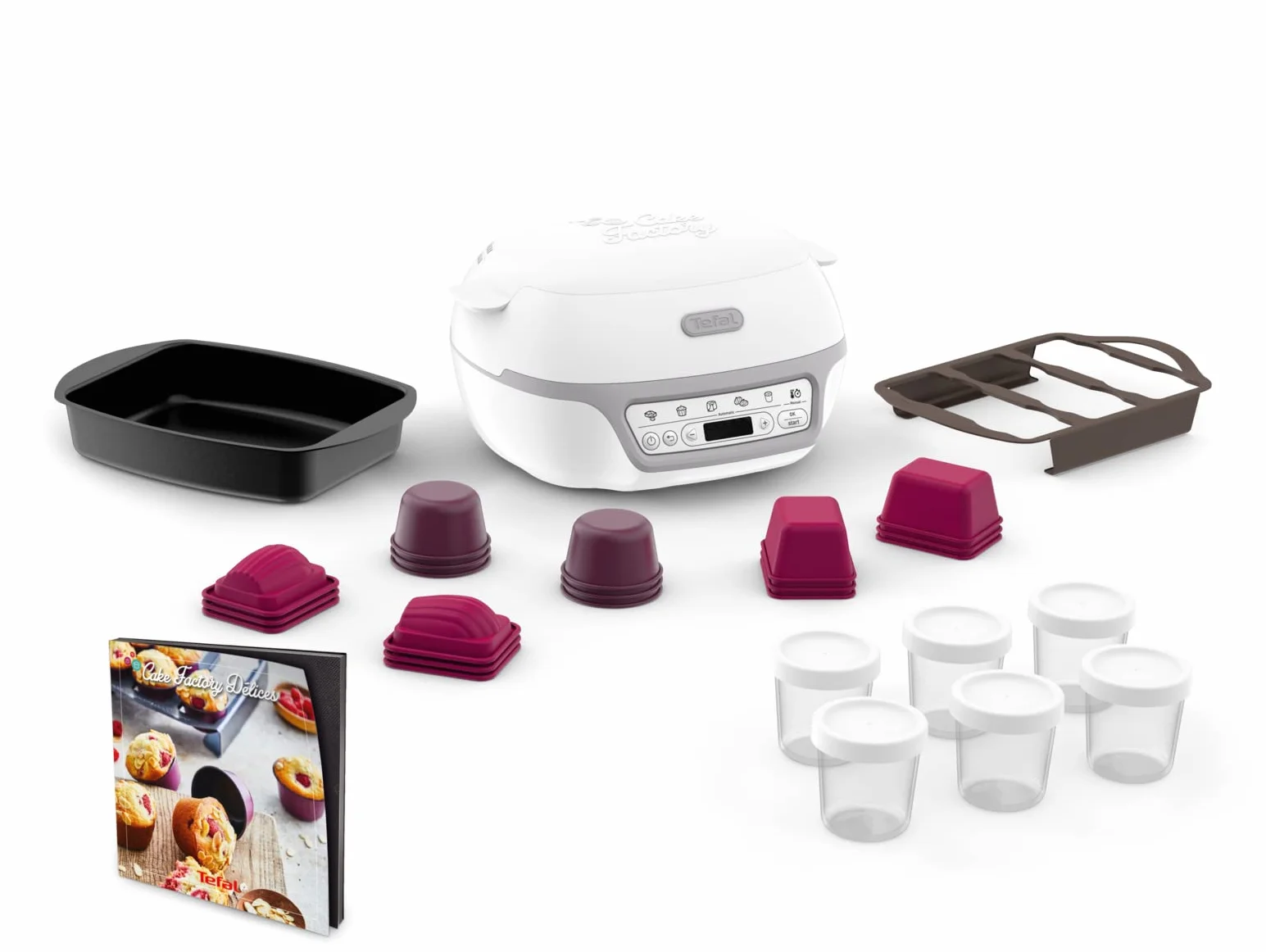 TEFAL KD812110 Cake Factory Delices Silver Appareil à gâteau, 5 programmes auto + mode manuel, Accessoires