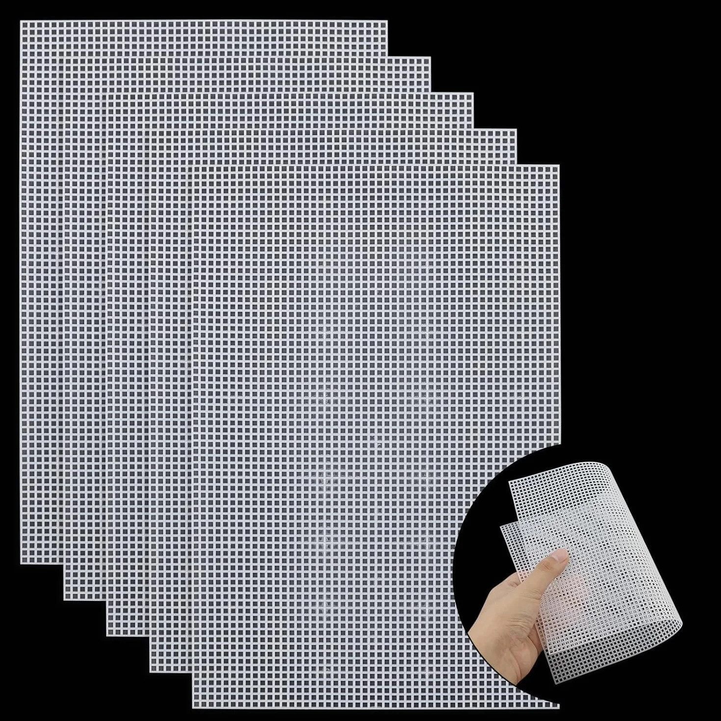 7 Pezzi Fogli di Tela Rete, Rete Canvas per Borse, Rete per Borse Uncinetto, 30 x 20 cm, Bianco, per Fai da Te, Cucito, Fai da Te, Borsa, Punto Croce, Ricamo, Uncinetto