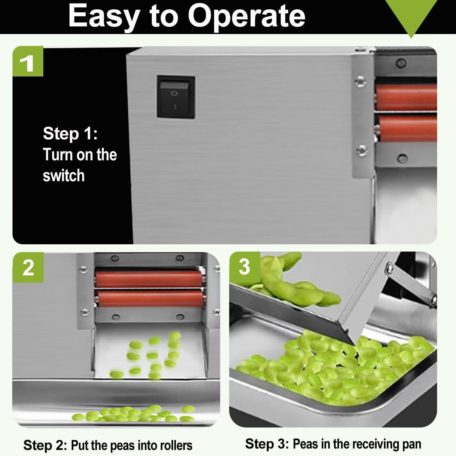 Macchina Commerciale Elettrica per Sbucciare Fagioli, Sgusciatrice Automatica in Acciaio Inox con Regolazione Telescopica per Sbucciatura Rapida di Edamame, Fagioli Fava E Piselli