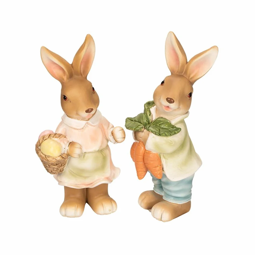 Ideen mit Herz Figurine decorative coniglietti Pasqua 14 cm 2 statuette carote uova