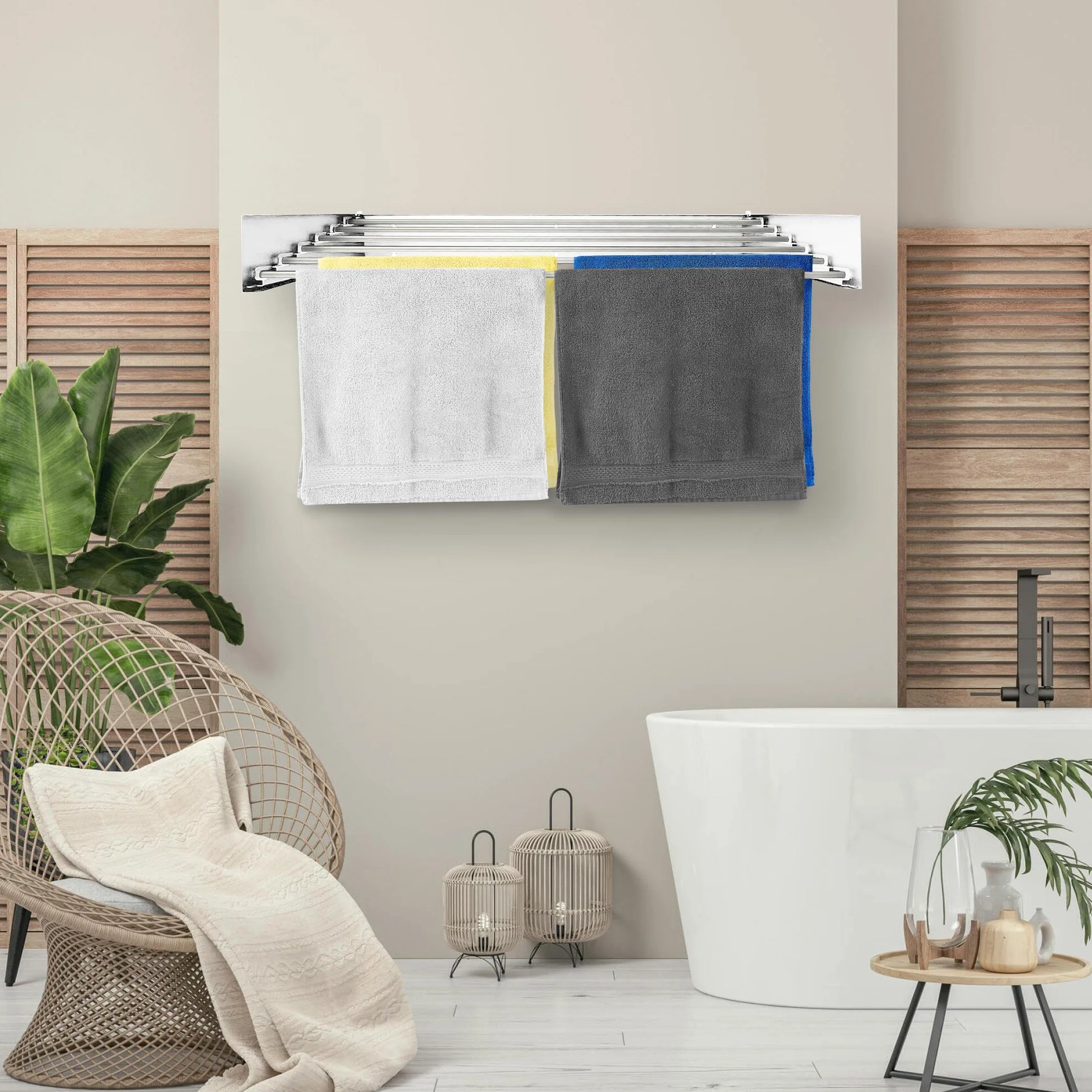 Vonia Stendibiancheria Da Parete 80 Cm Pieghevole Salvaspazio Alluminio Bianco