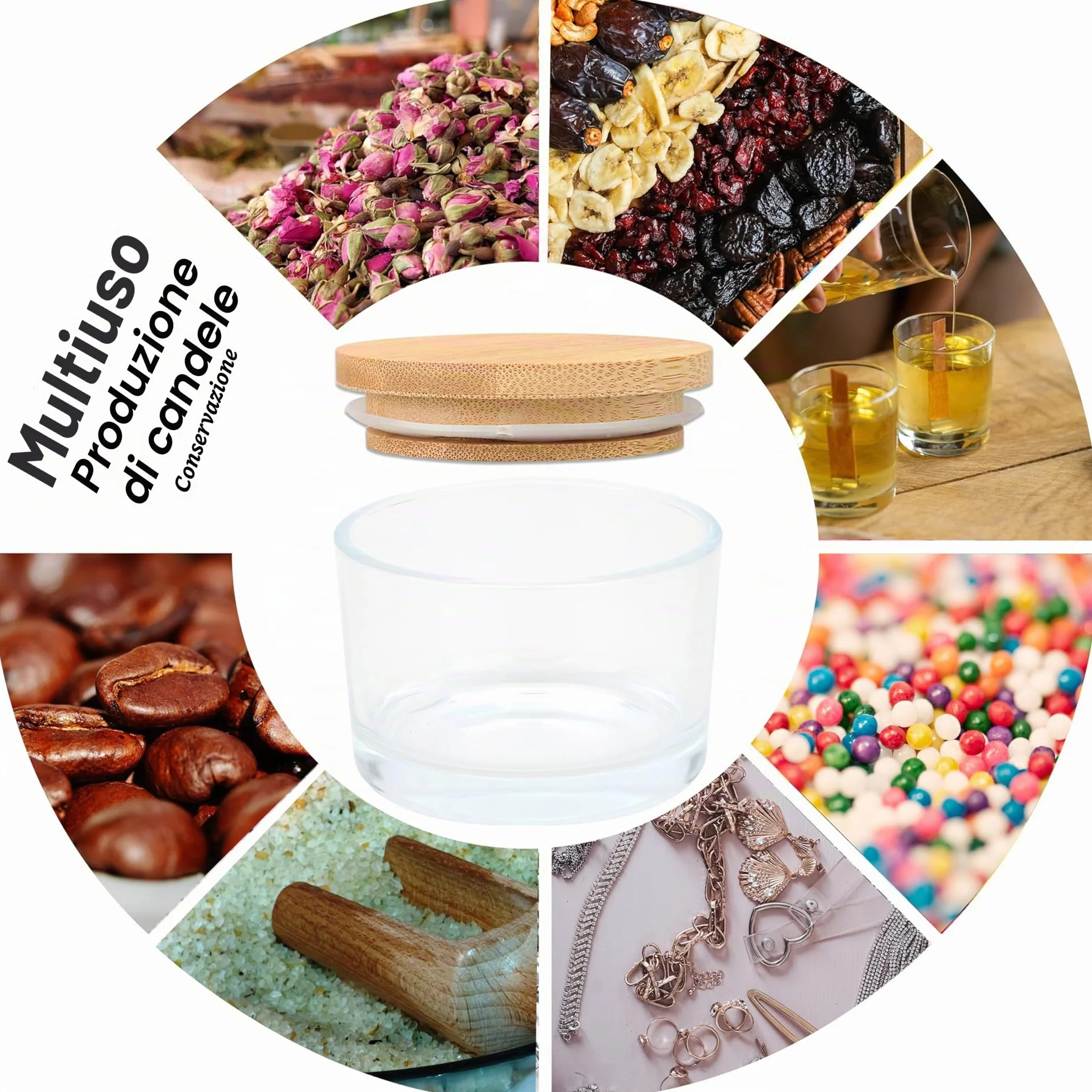 Barattoli di Candela in Vetro Trasparente da 4 OZ con Coperchi, 20 Confezioni per la Fabbricazione di Candele