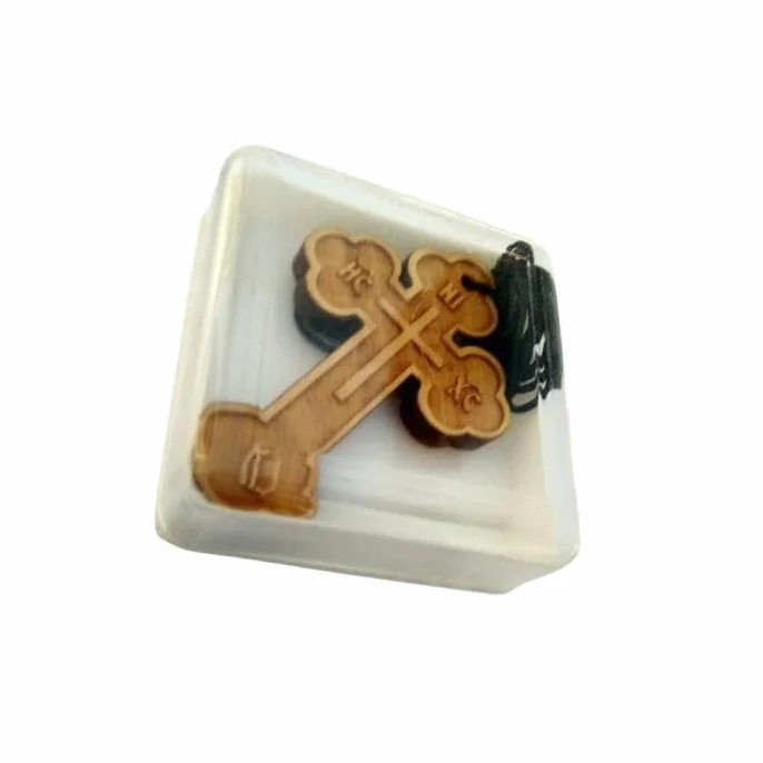 IconsGr Collana con ciondolo religioso greco cristiano ortodosso con croce in legno 32