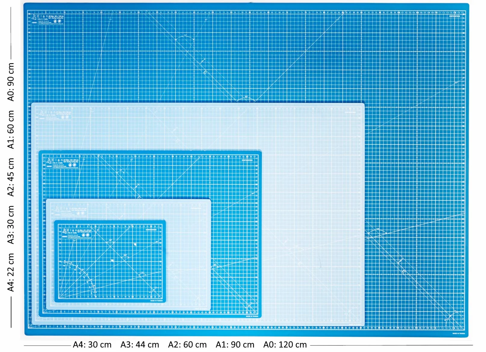 Elan Tappetino da Taglio A2 Blu 45x60 cm Autorigenerante 5 Strati PVC Riciclato
