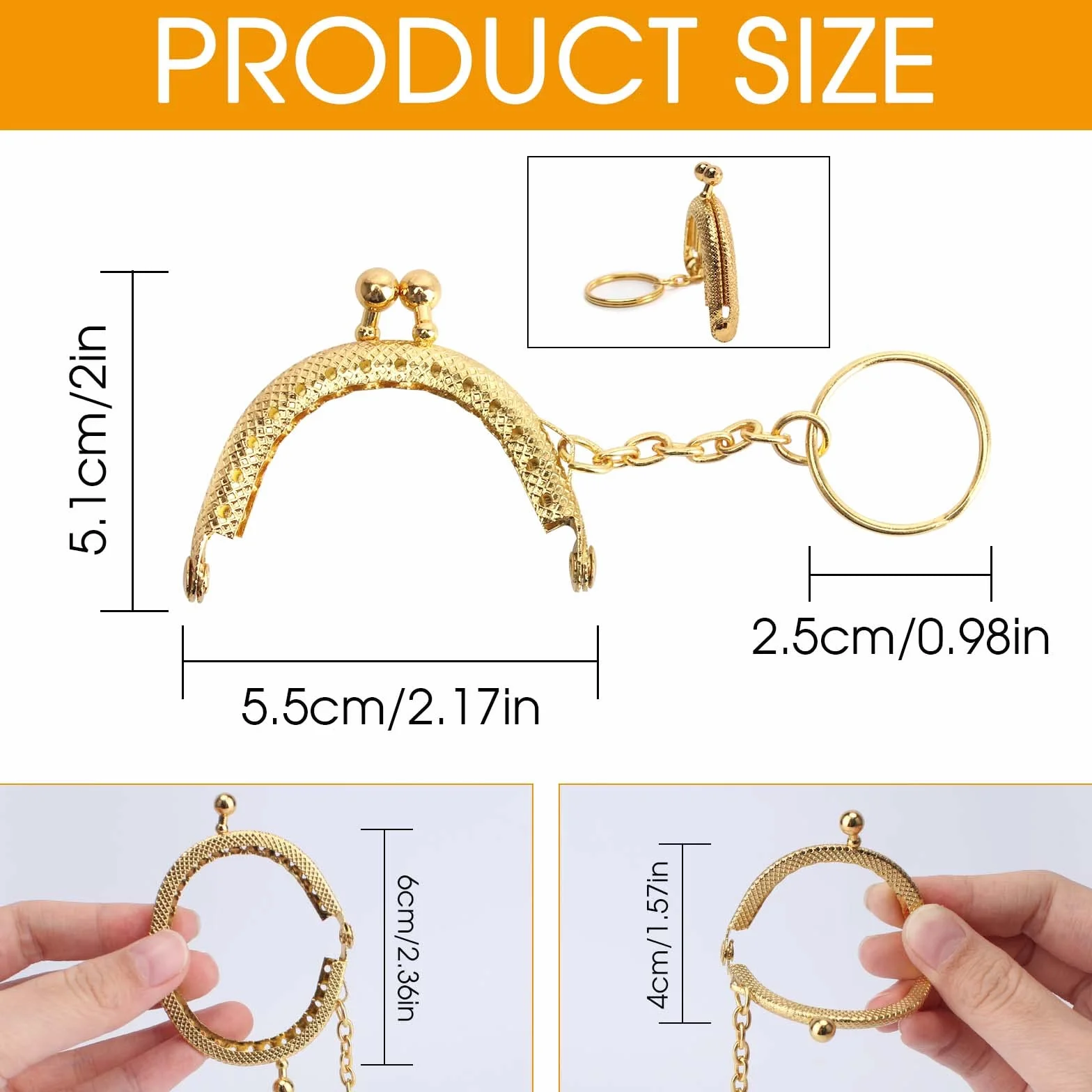 Chiusura Portamonete Clic Clac in Metallo per Borse Artigianali, 12 Pezzi (Argento/Oro)
