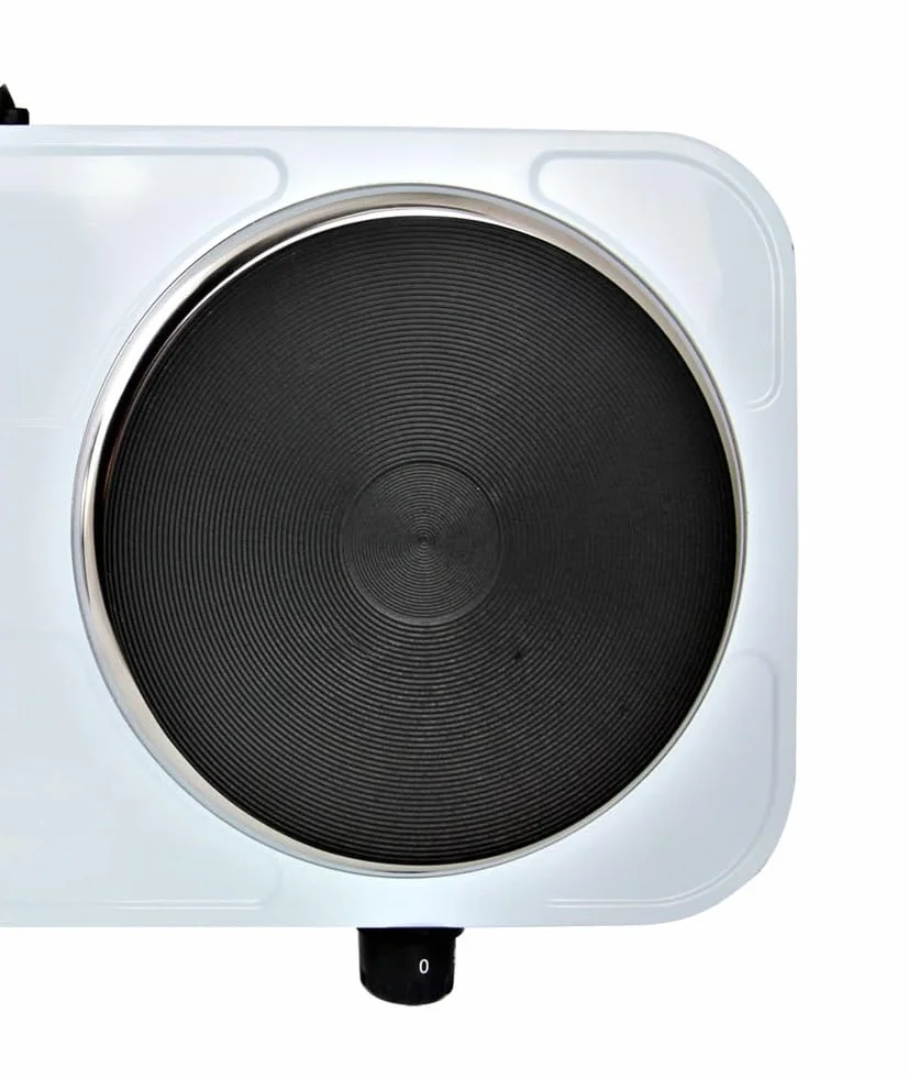 Fornello Elettrico Da Campeggio, Fornello Elettrico 2 Piastre, 2500W, Doppia Piastra: 1000W + 1500W, Riscaldamento Rapido, Regolazione di Temperatura, Design Compatto e Portatile