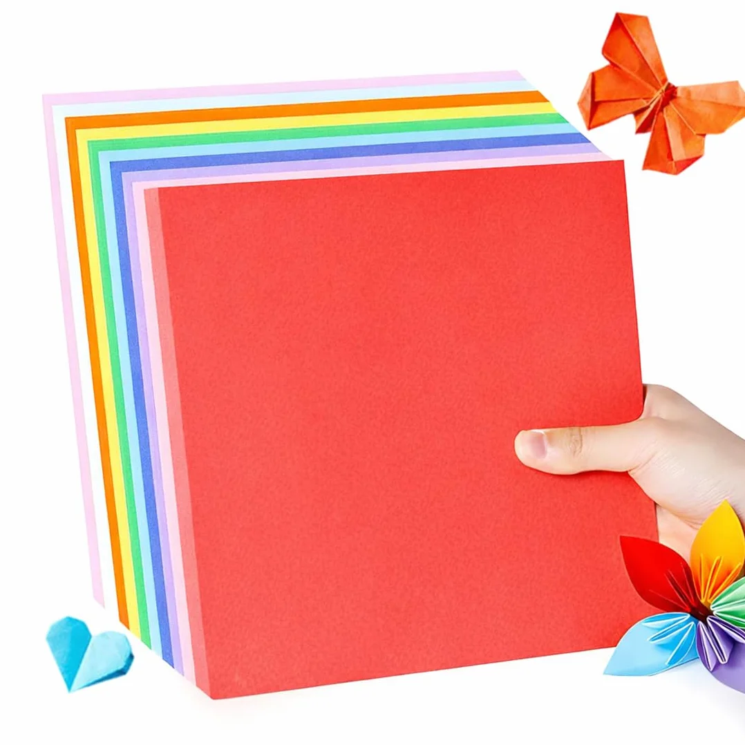 Carta Origami Colorata 70 g/m² 15x15 cm 10 Colori Vivaci Fronte-retro