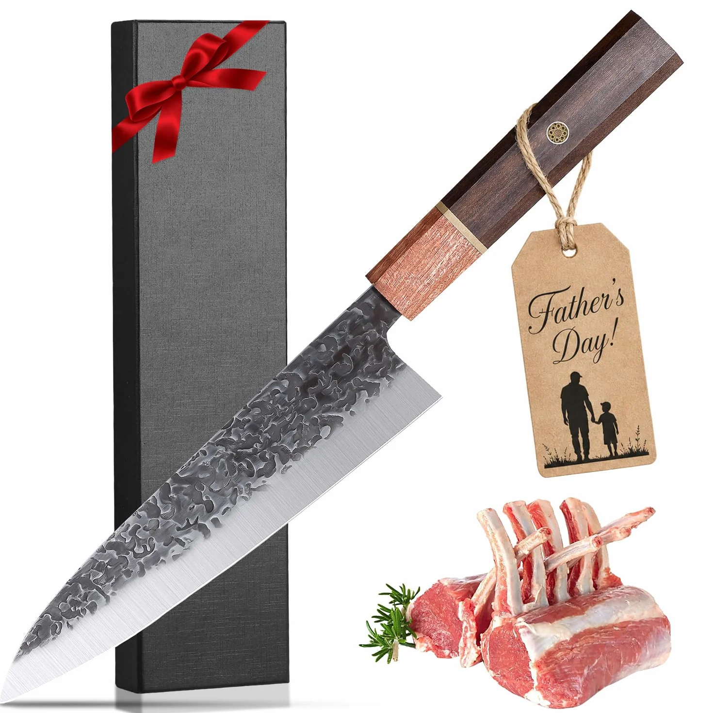 Plys Coltelli da Cucina Giapponese Professionali: Mannaia Carne Coltello da Chef Acciaio con Impugnatura Ergonomica