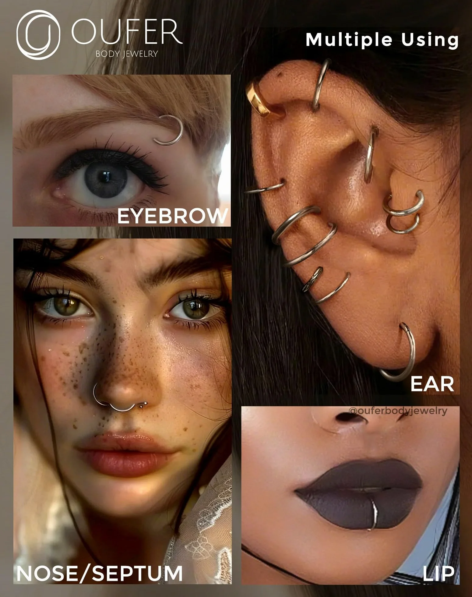 OUFER 20G Anellino Naso Acciaio Chirurgico 316L Piercing Naso Donna 5-12 mm Anello Naso Nostril Nose Hoop