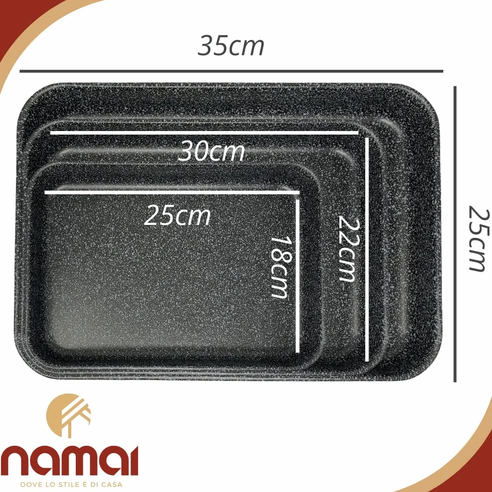 NAMAI -Set 3 Teglie Forno Antiaderente- Lasagnera-Antiaderente -Adatta Per la Lavastoviglie- Alluminio (SET TRIS 35CM 30CM, 25CM)