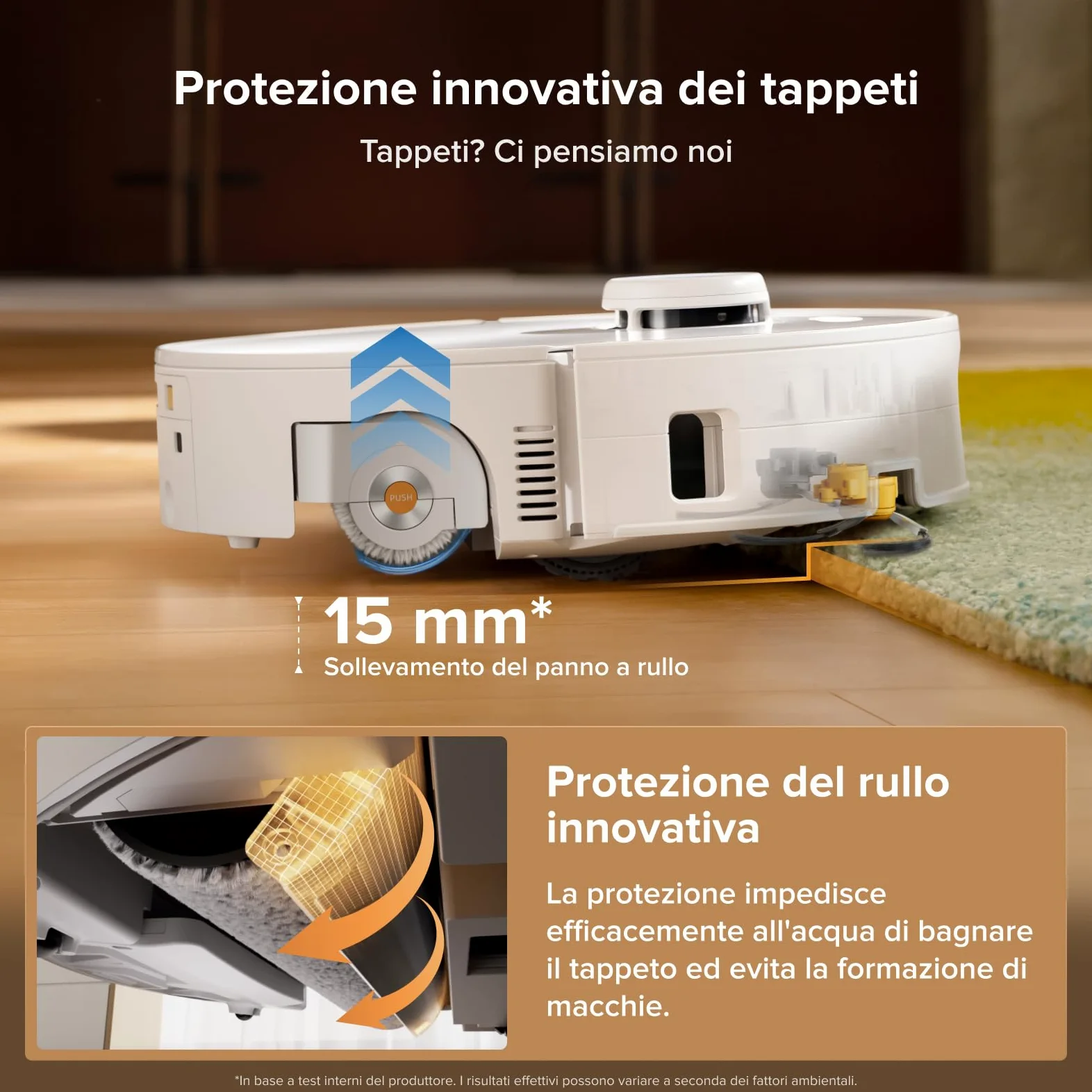 roborock Qrevo Curv 2 Flow Robot Aspirapolvere Lavapavimenti, 270mm Autopulizia Rullo, 20.000Pa, Protezione Rullo per Tappeti Asciutti, Stazione Multifunzionale, Videochiamata, Hello Rocky