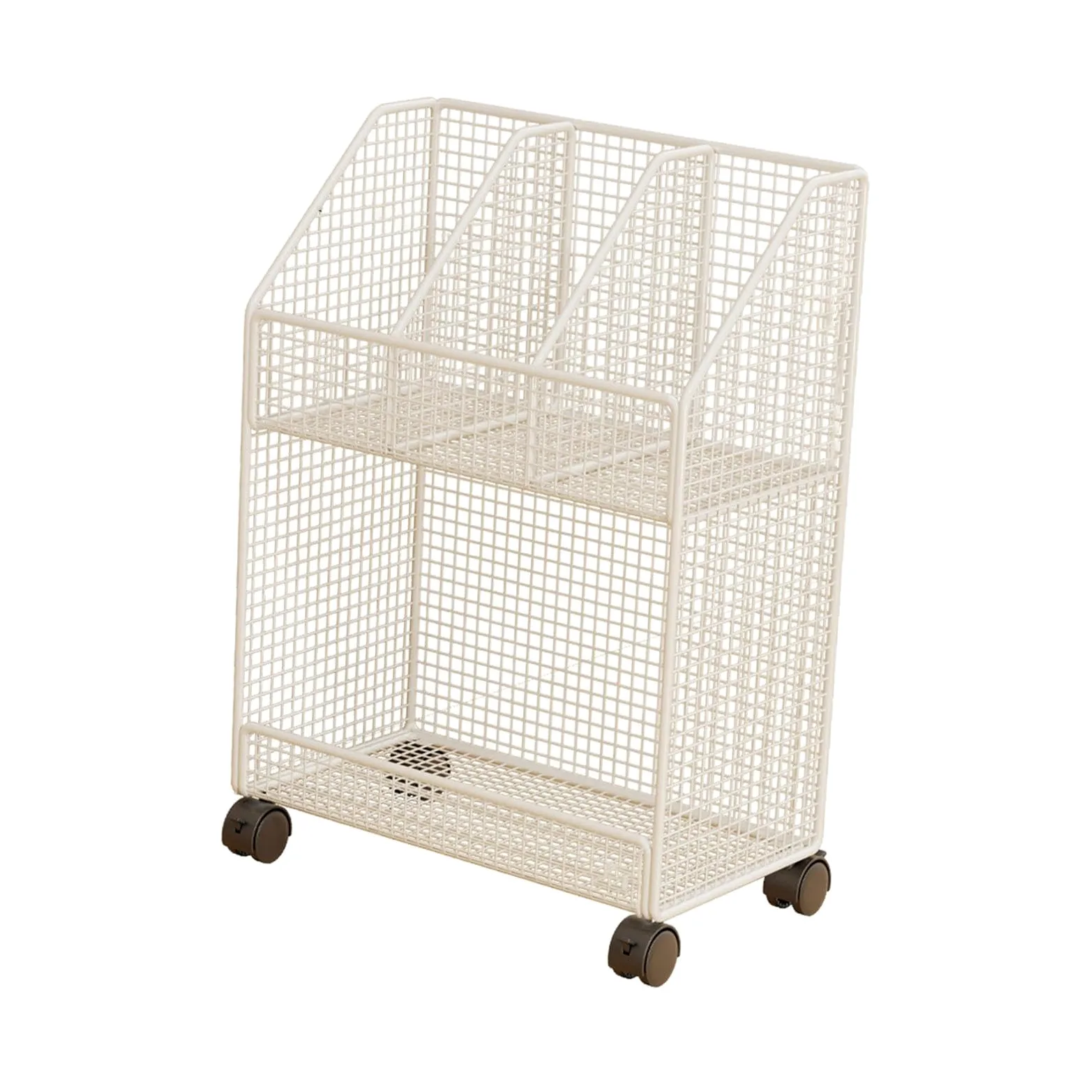Carrello porta libri con ruote, sotto la scrivania, organizer per file, libreria mobile versatile per cucina, ufficio, lavanderia, camera da letto, 2 Strato Bianco