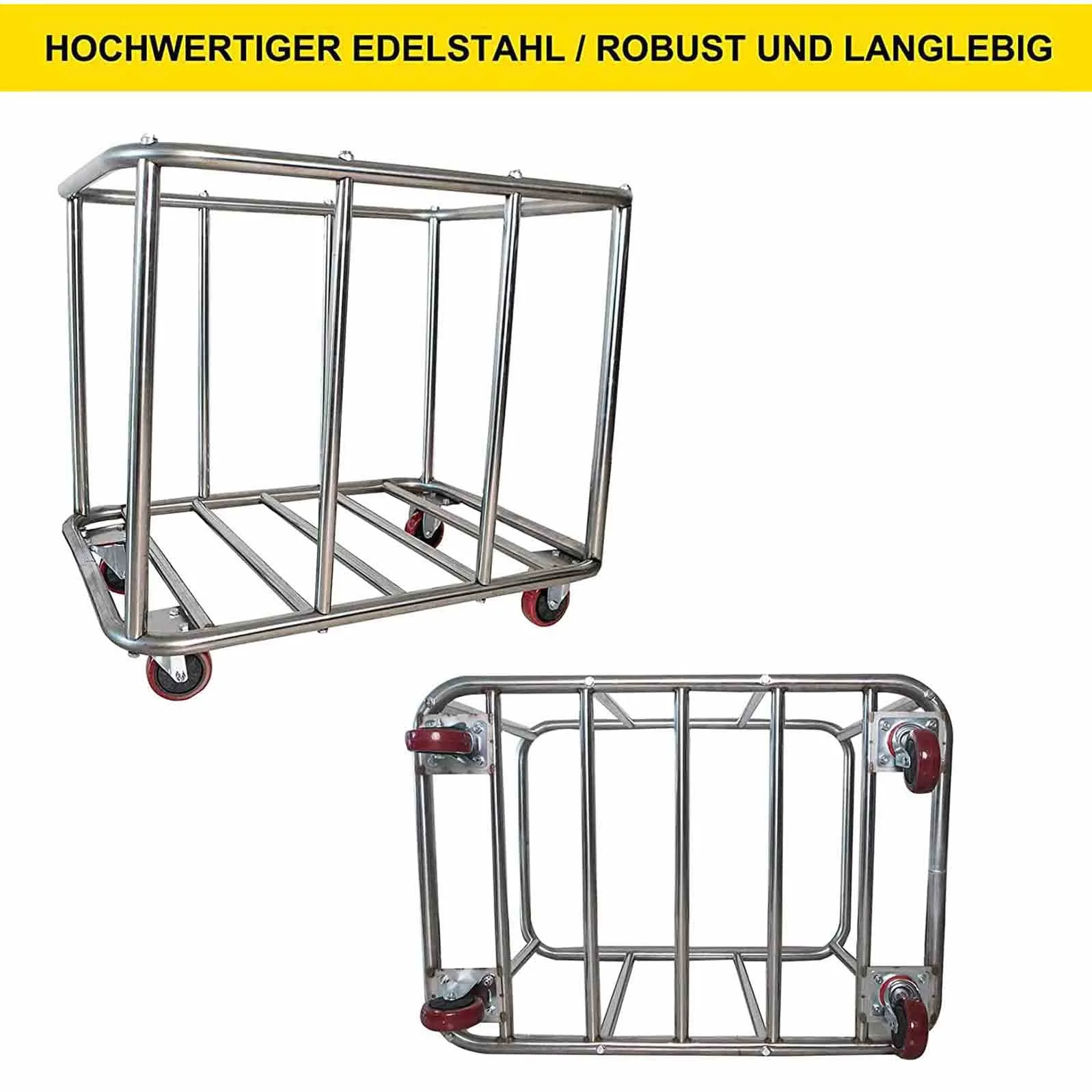 Carrello per la biancheria, grande commerciale, in acciaio inox, con ruote, per la casa, hotel, 400 l, 120 kg, 90 x 65 x 80 cm (blu)
