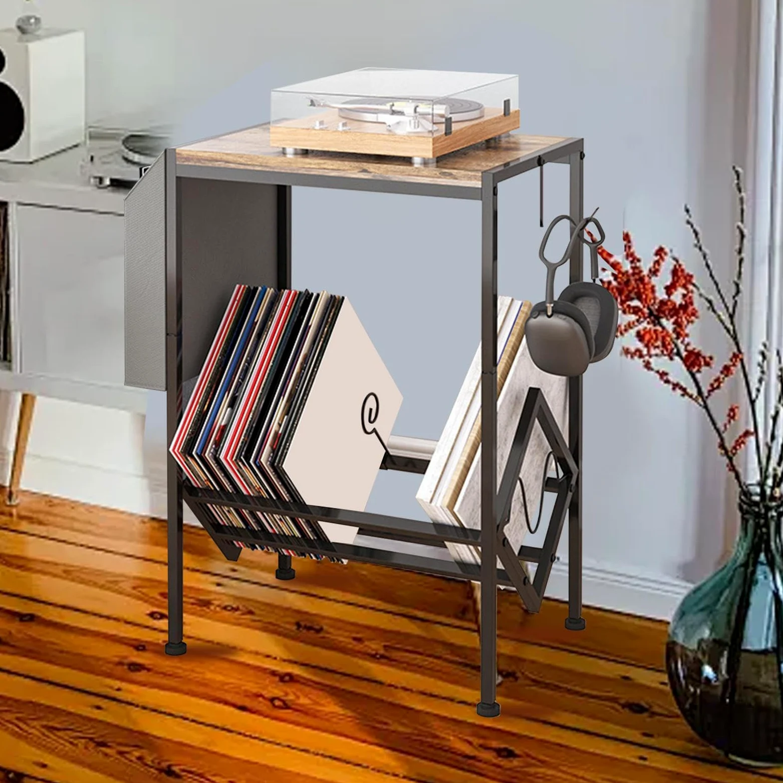 Portadischi Supporto per Vinili da Collezione Scaffale a Doppio Livello per | Portacollezioni Per Dischi Musicali per Appartamento Studio Bagno Soggiorno Ufficio d'Angolo Camera da