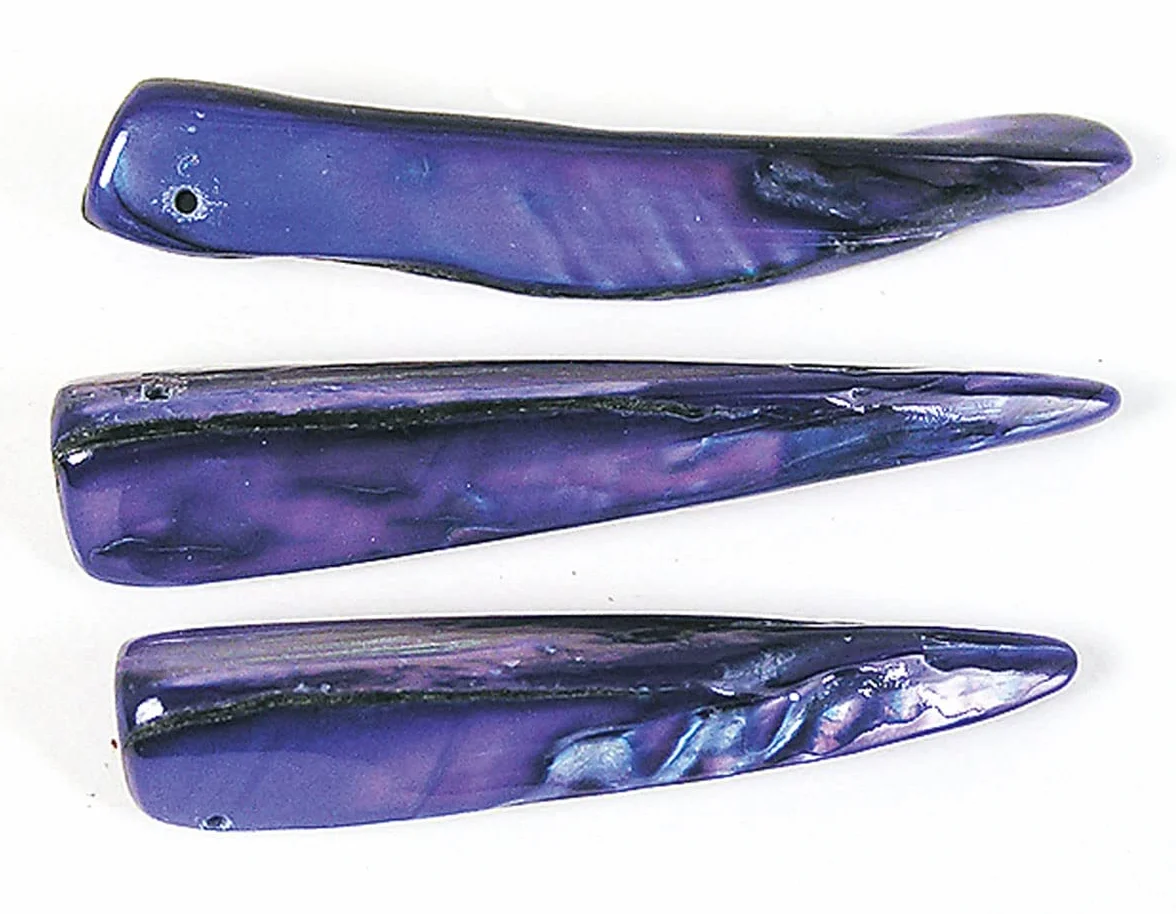 Perline conchiglia in madreperla zanna brillante blu navy 6 x 38 mm. 250 g. 104