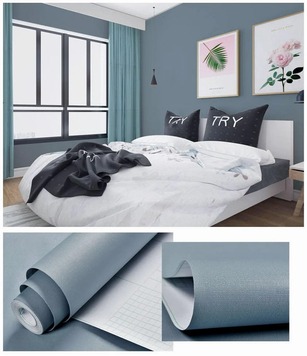 Carta da parati autoadesiva in vinile grigio blu per decorare mobili, opaca, rimovibile, lavabile, per piano di lavoro, armadio, bagno, mensola, spessore 23,6 x 354,7,6 cm