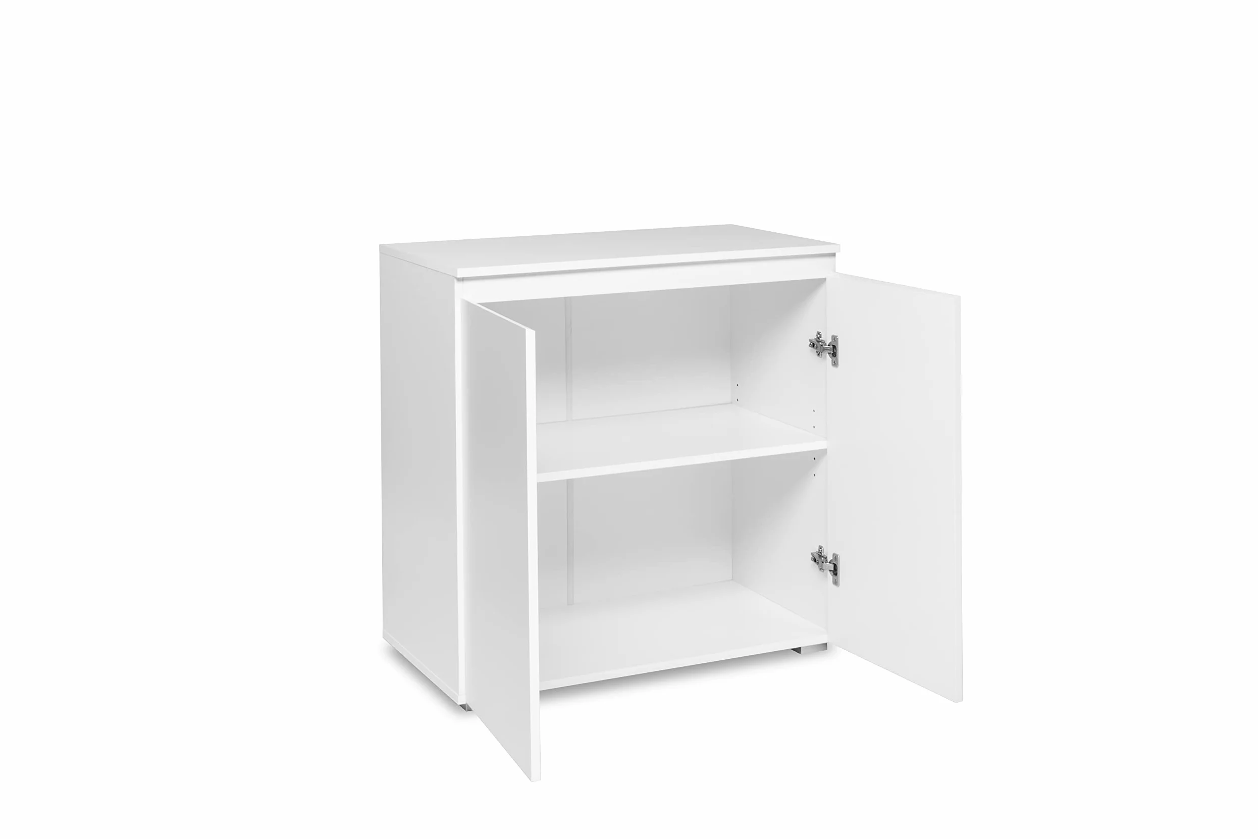AVANTI TRENDSTORE Femie - Comó/cassettiera in legno laminato con 2 ante a battente nel colore bianco opaco, fa parte della serie di mobili Femie. Dimensioni LAP 80x80x40 cm.