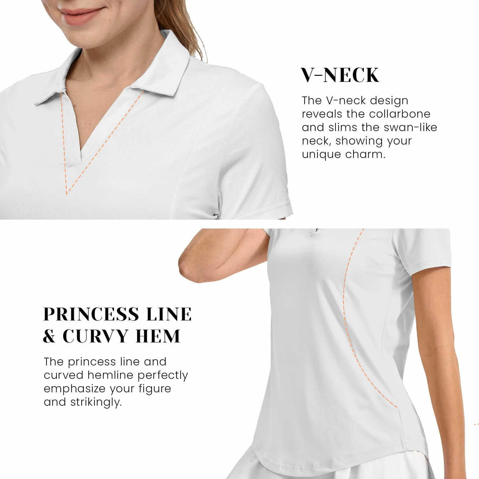 Rdruko Polo da donna a maniche corte, estiva, scollo a V, ad asciugatura rapida, per fitness, leggera, per corsa, golf, tennis, polo