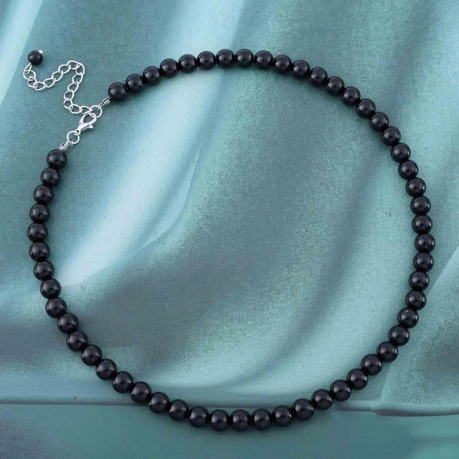 Collana di Perle Nere Vintage, Collana a Catena di Perle Rotonde, Collana di Perline Spinello, Collana Girocollo di Perle, Gioielli Per Donna, Nero, Zinco, Perlina, Unisex, Tutte le stagioni