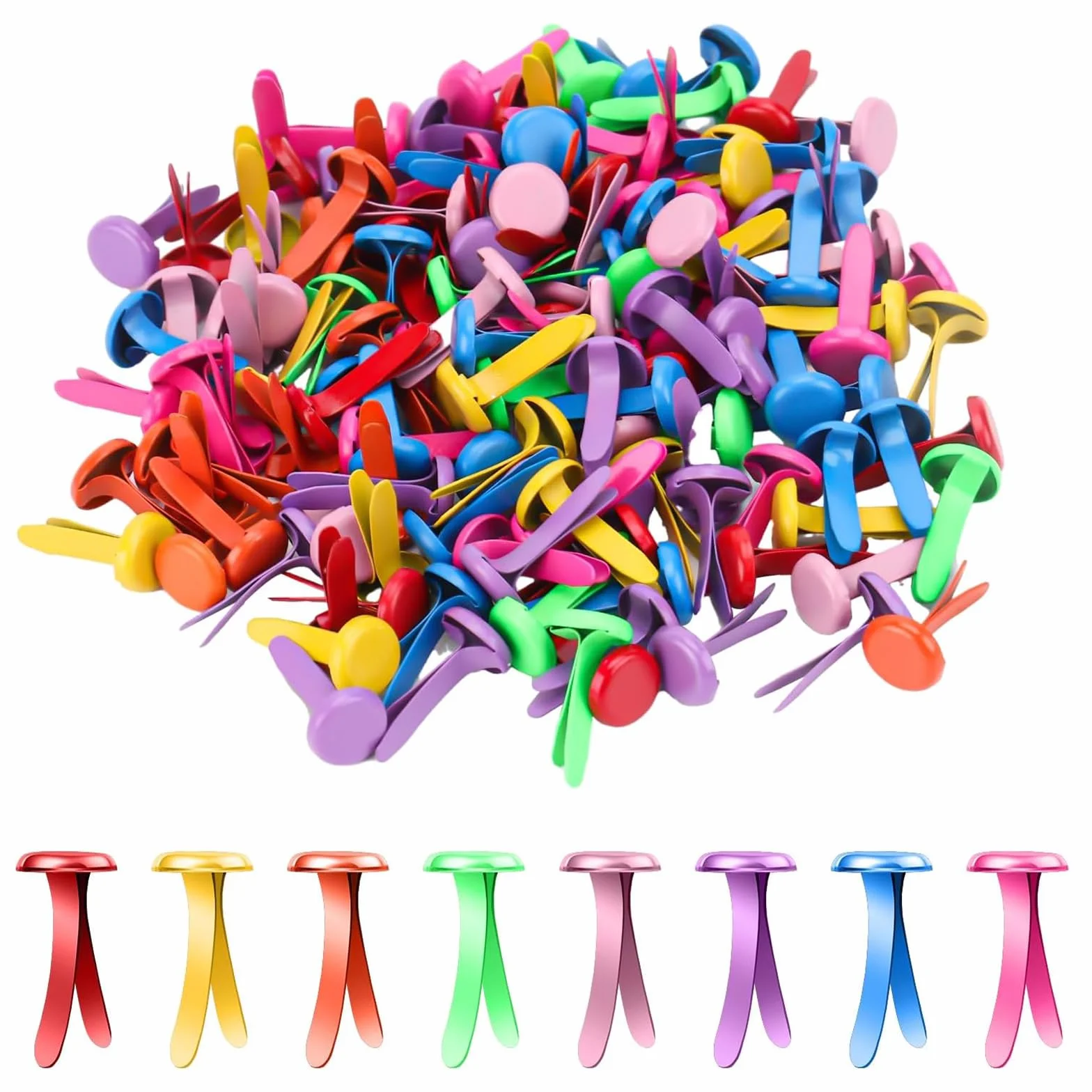 Fermacampioni Rotondi in Metallo 200 Clip Colorate Pastello per Scrapbooking
