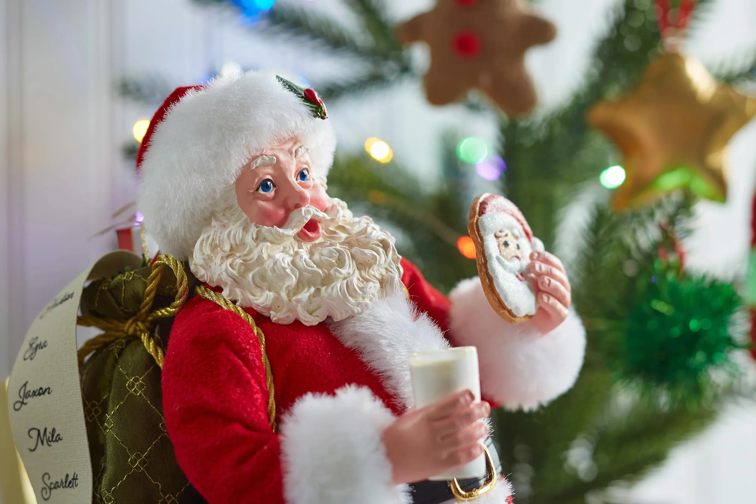 Department 56 Possible Dreams Statuetta tiragraffi Babbo Natale animali domestici 26 cm multicolore