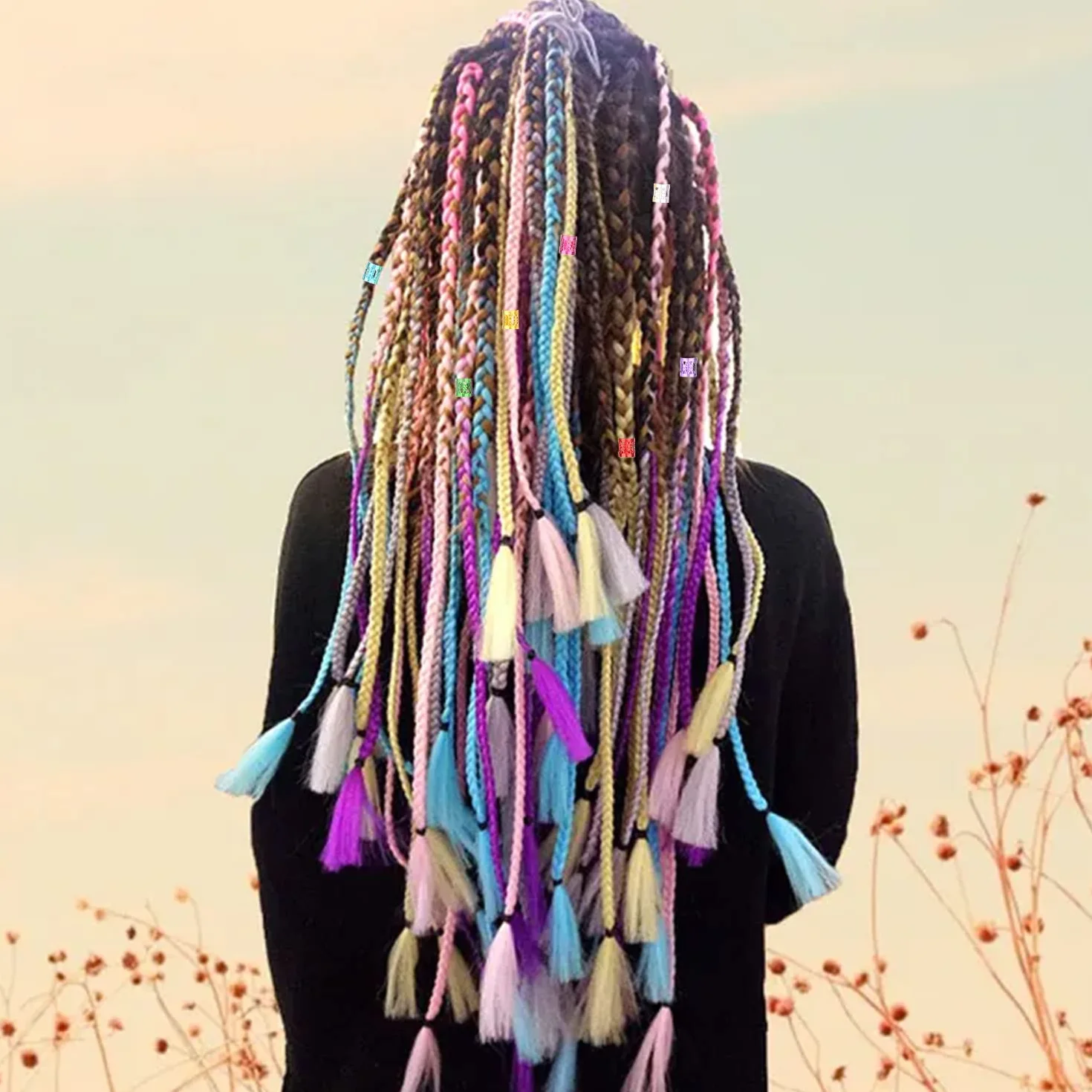Buachois 100 Pezzi Trecce Gioielli Alluminio Dreadlocks Perline per Capelli