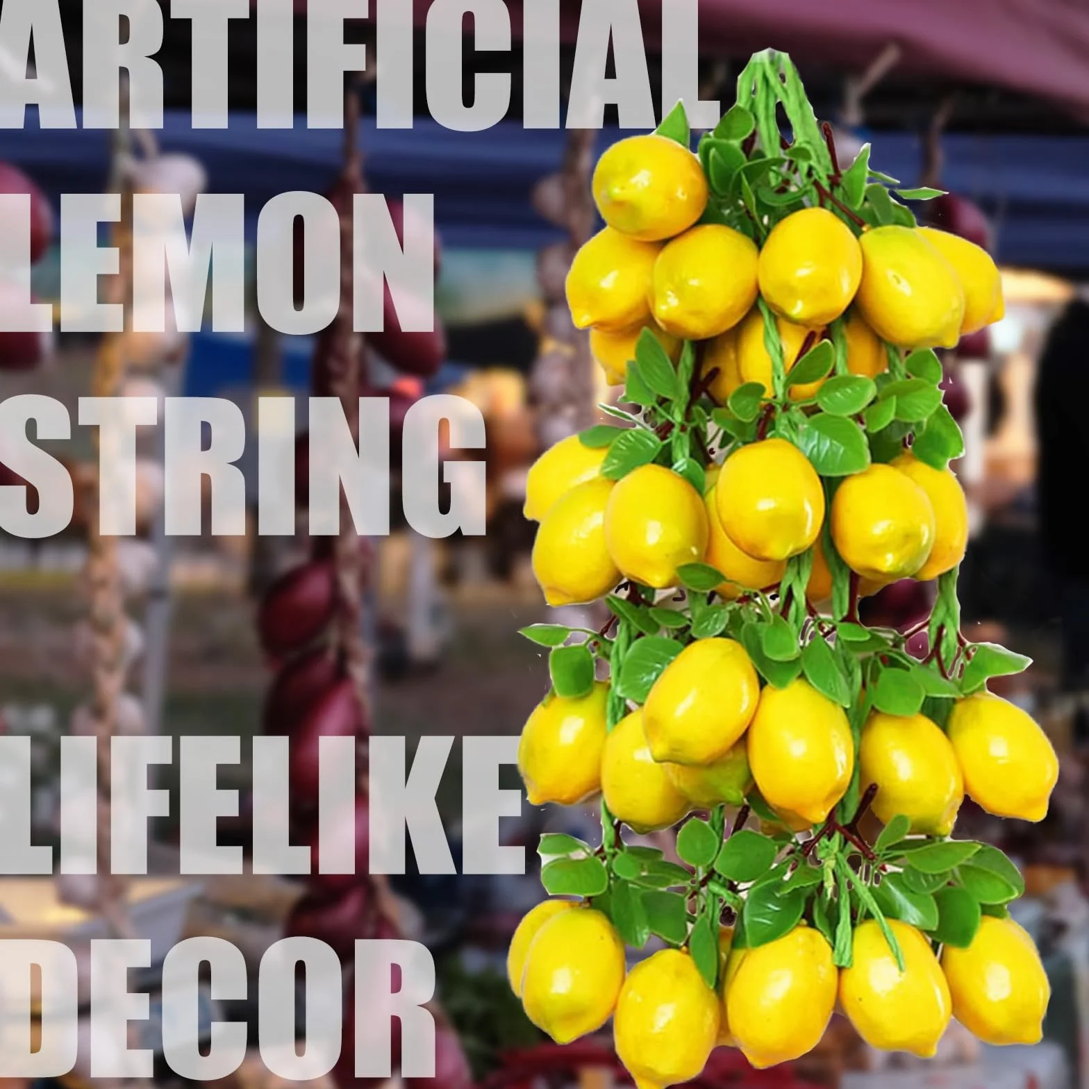 Limoni Artificiali Frutta Finta Confezione da 2 Corde Appendere Decorazioni Casa Cucina Oggetti Fotografici