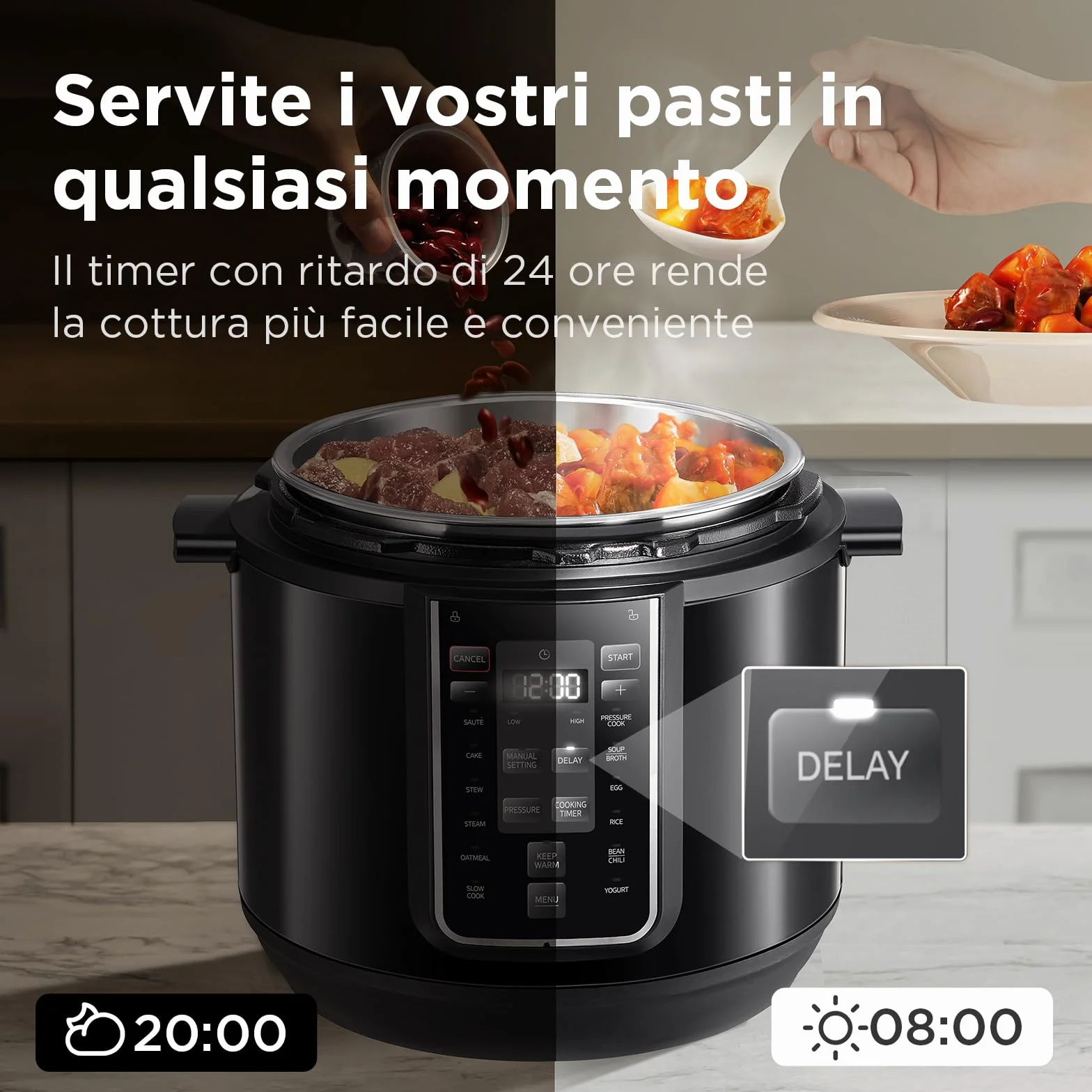 Midea Pentola a pressione elettrica 9 in 1 12 preset multicooker istantaneo antiaderente acciaio inox 8 quarti nero