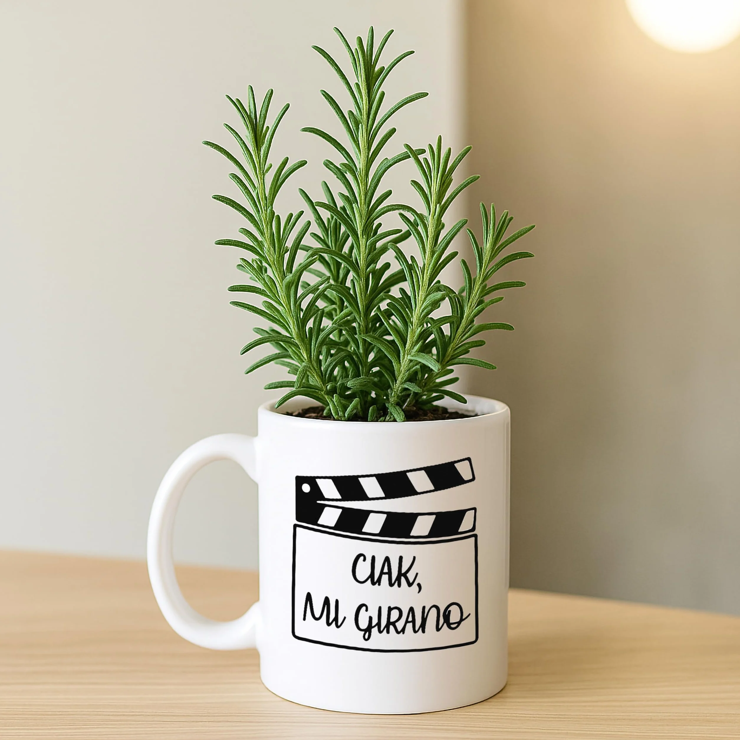 DEKORI Tazza in ceramica 350 ml con scritta Ciak mi girano – Idea regalo ironica per amanti del cinema
