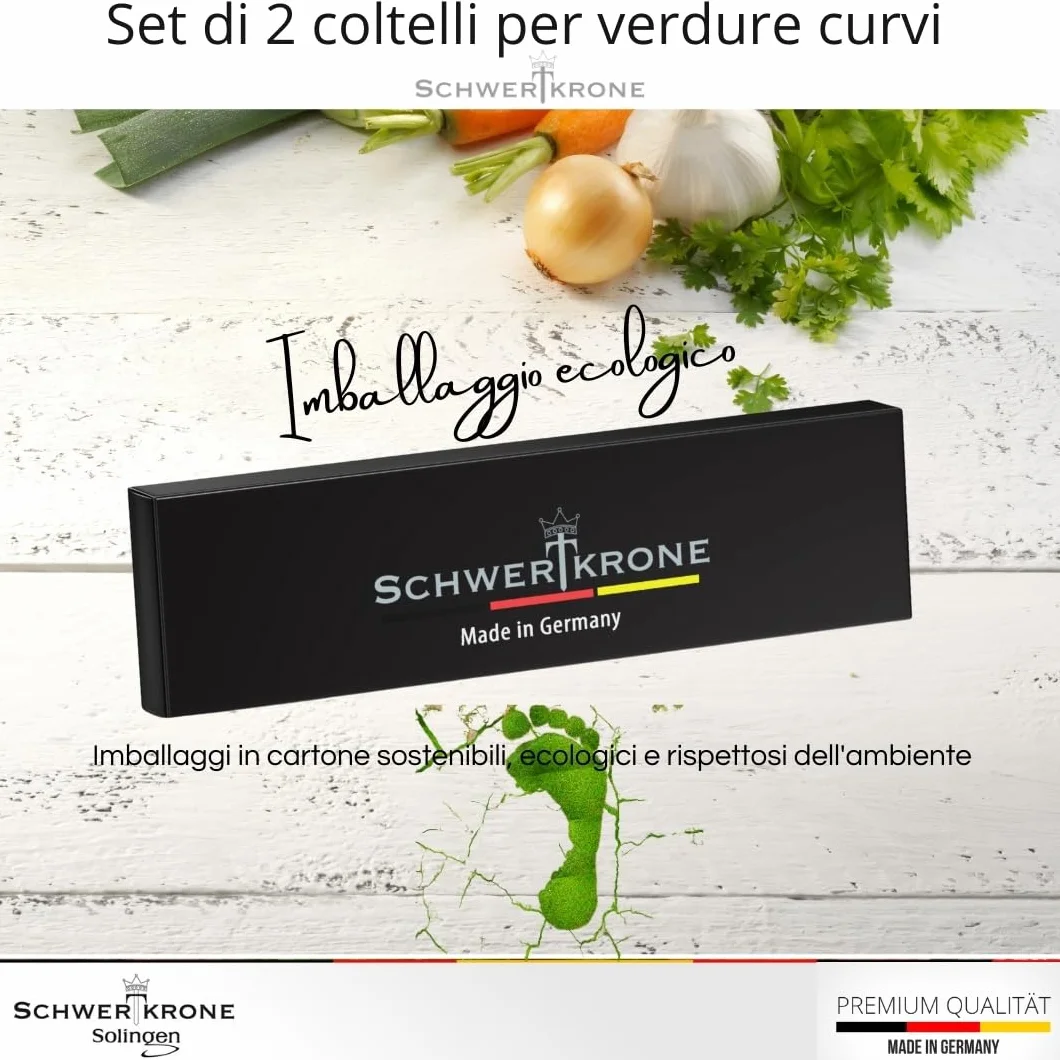 Schwertkrone Coltelli da Cucina Solingen Acciaio Inox Spelucchino Curvo