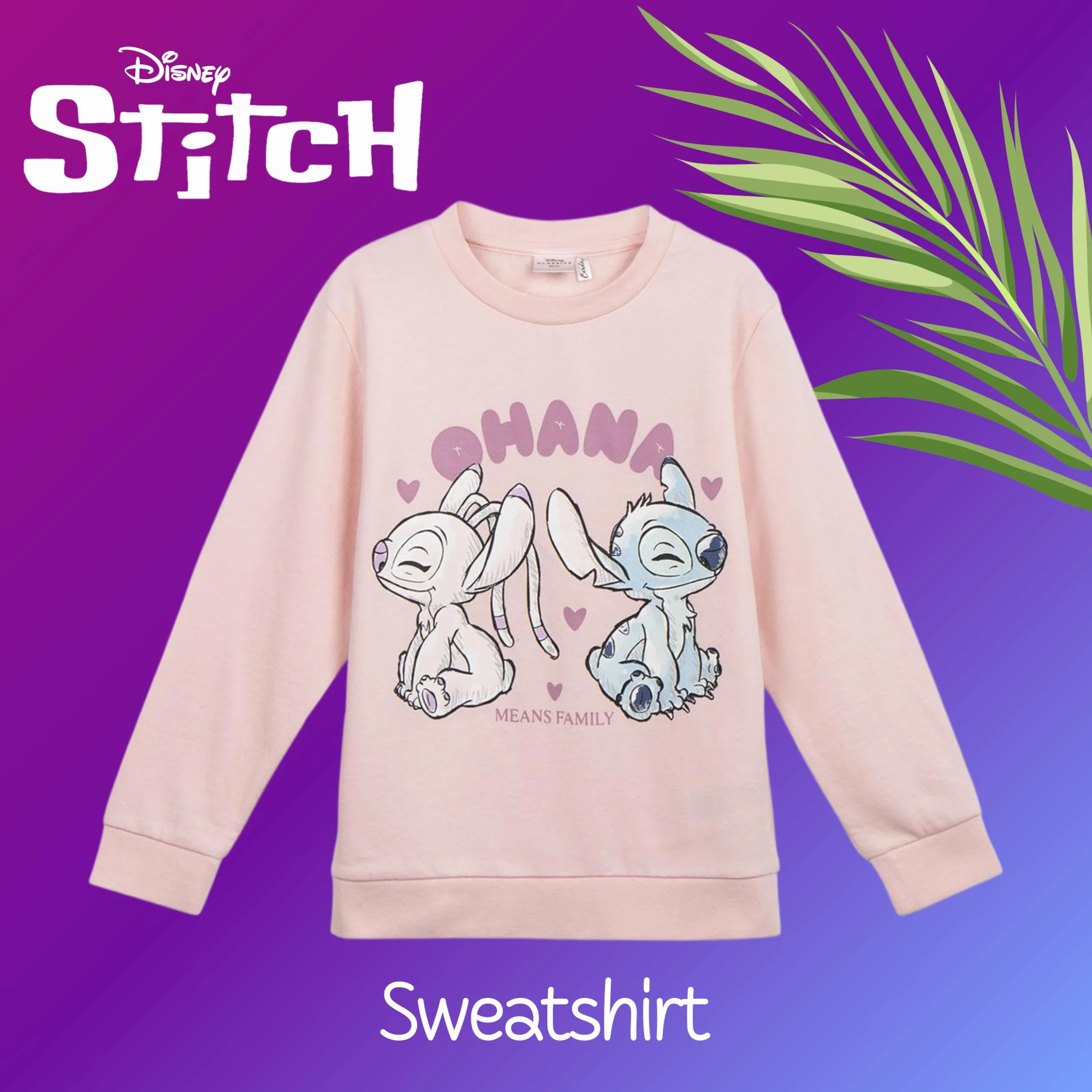 Disney Stitch Felpa per Ragazze, Maglione in Morbido Cotone, Regalo in Jersey Pullover per Bambina, Taglie 6 a 14 Anni