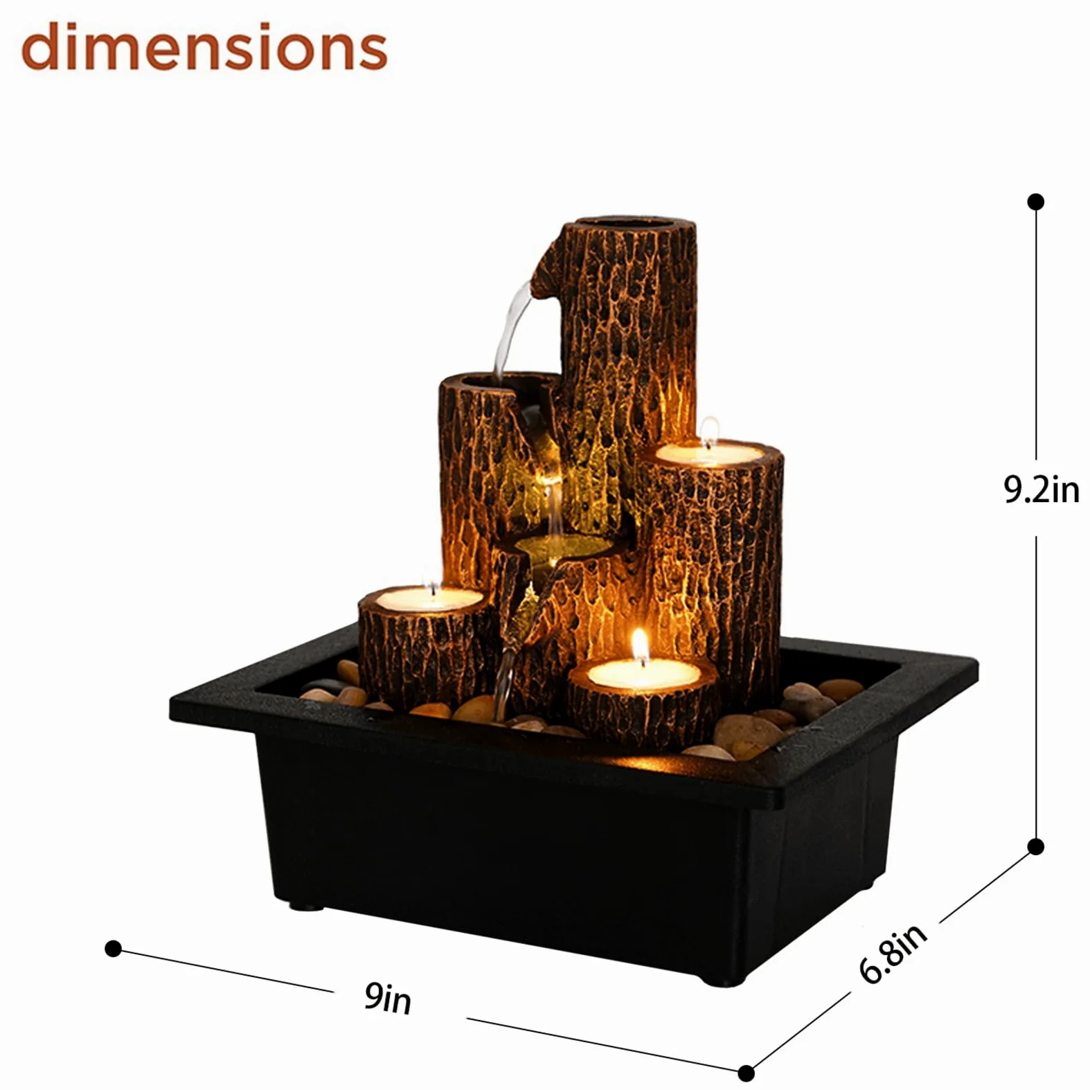 MIXIUJIEN Fontana da tavolo con struttura in legno naturale - Fontana a cascata a 3 livelli for il relax in casa e in ufficio