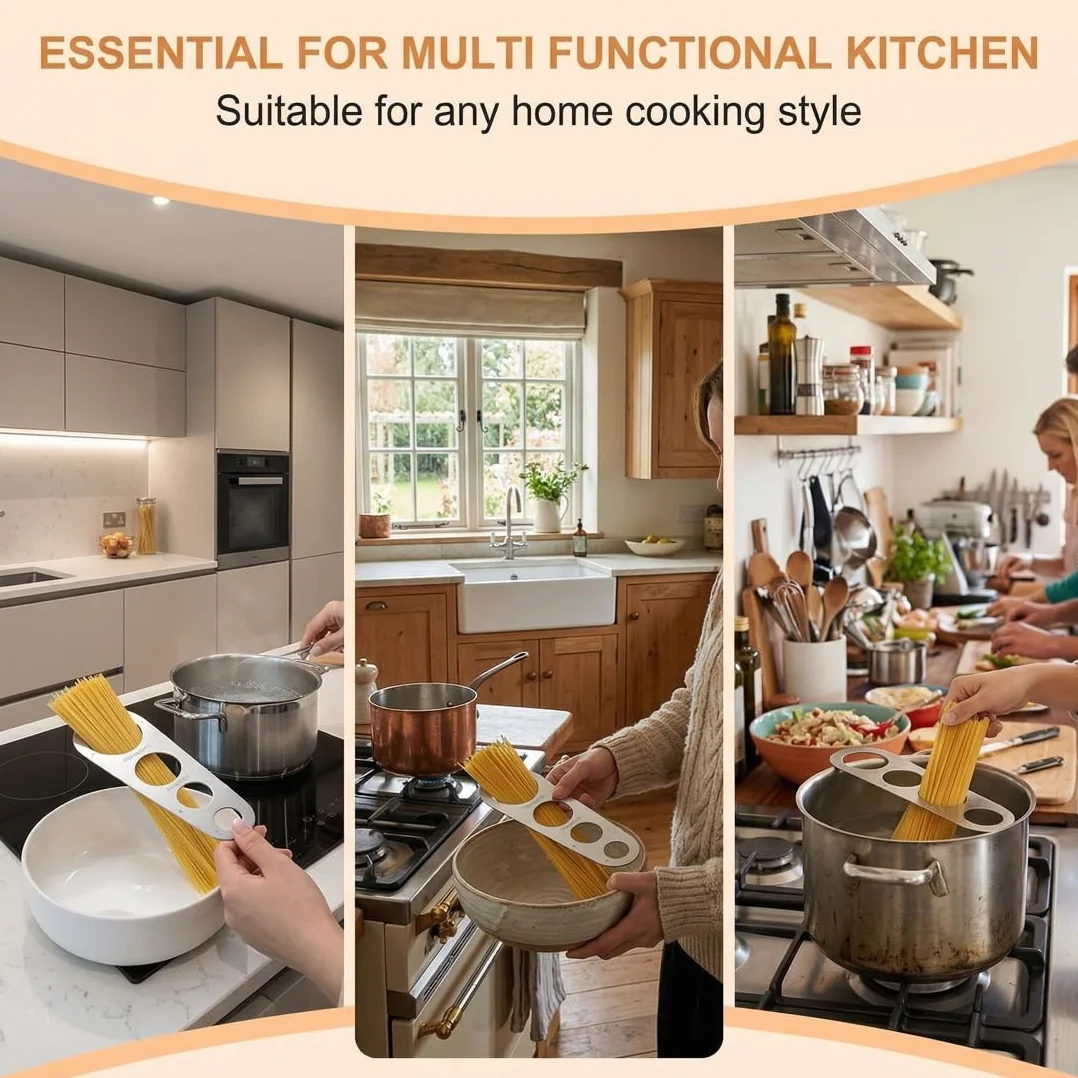 Misuratore di spaghetti in acciaio inox a 4 fori, 2 Pezzi, Dosaspaghetti, Gadget per il Controllo Delle Porzioni di Pasta, Utensili da Cucina, Forniture di Cottura, Accessori Fai-da-Te-Pasta