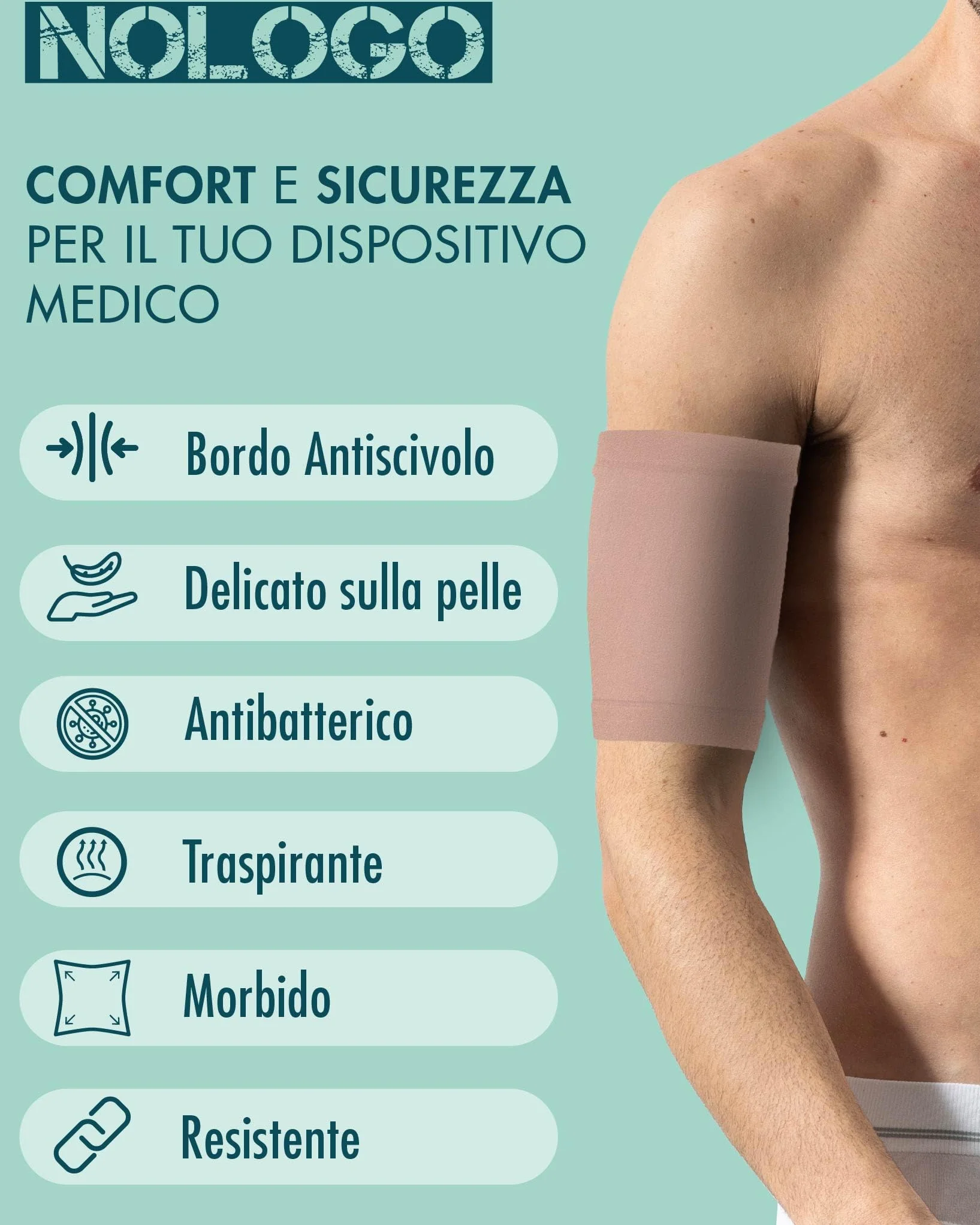 Fascia Protezione in Microfibra Traspirante e Antibatterica per Glucometro Manicotti Braccia Protettivi 2pz Made in Italy