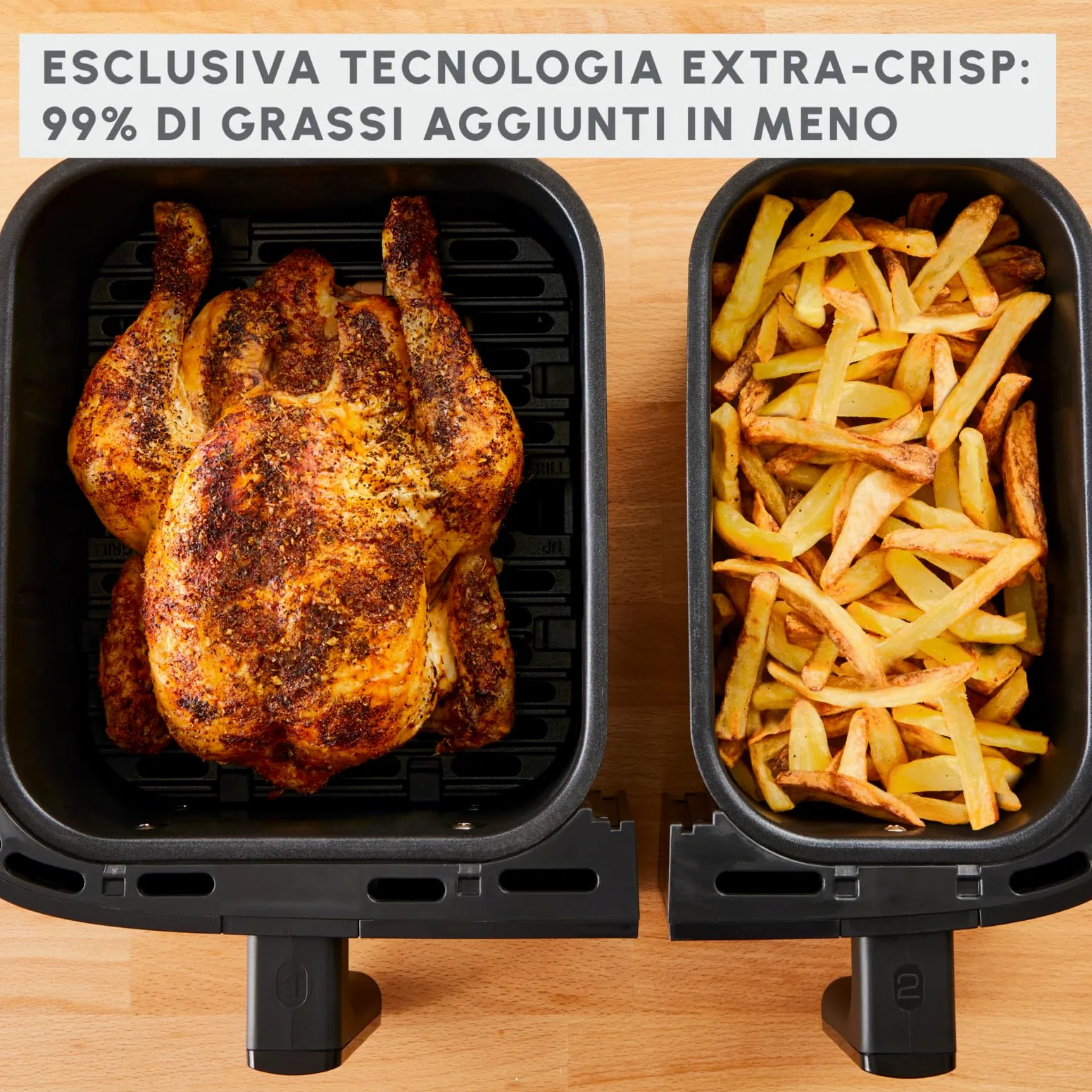 Moulinex Dual Easy Fry & Grill, Capacità 8,3 L, Doppio Cestello, Combinazione Di Friggitrice Ad Aria E Griglia, Pasto Completo Per La Famiglia, Meno