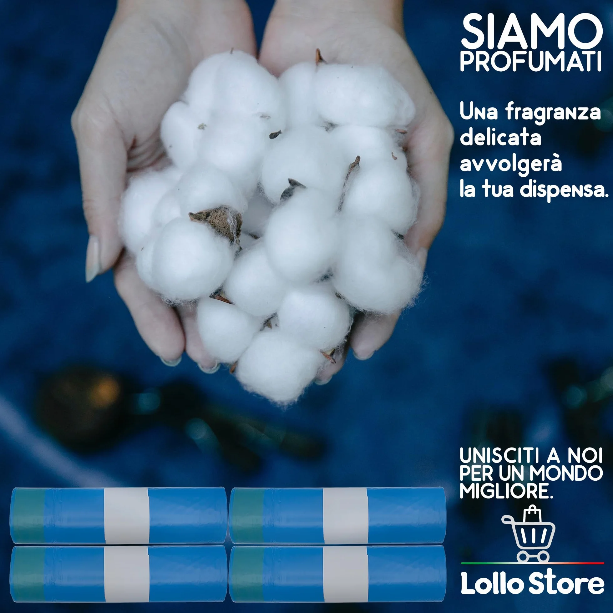 60 Sacchetti Spazzatura 55x65 cm Blu, Profumo Talco, 40 Litri Antiodore con Maniglie Tira e Chiudi, Buste Spazzatura per Raccolta Differenziata, Sacchi Spazzatura in Alta Densità in Polietilene
