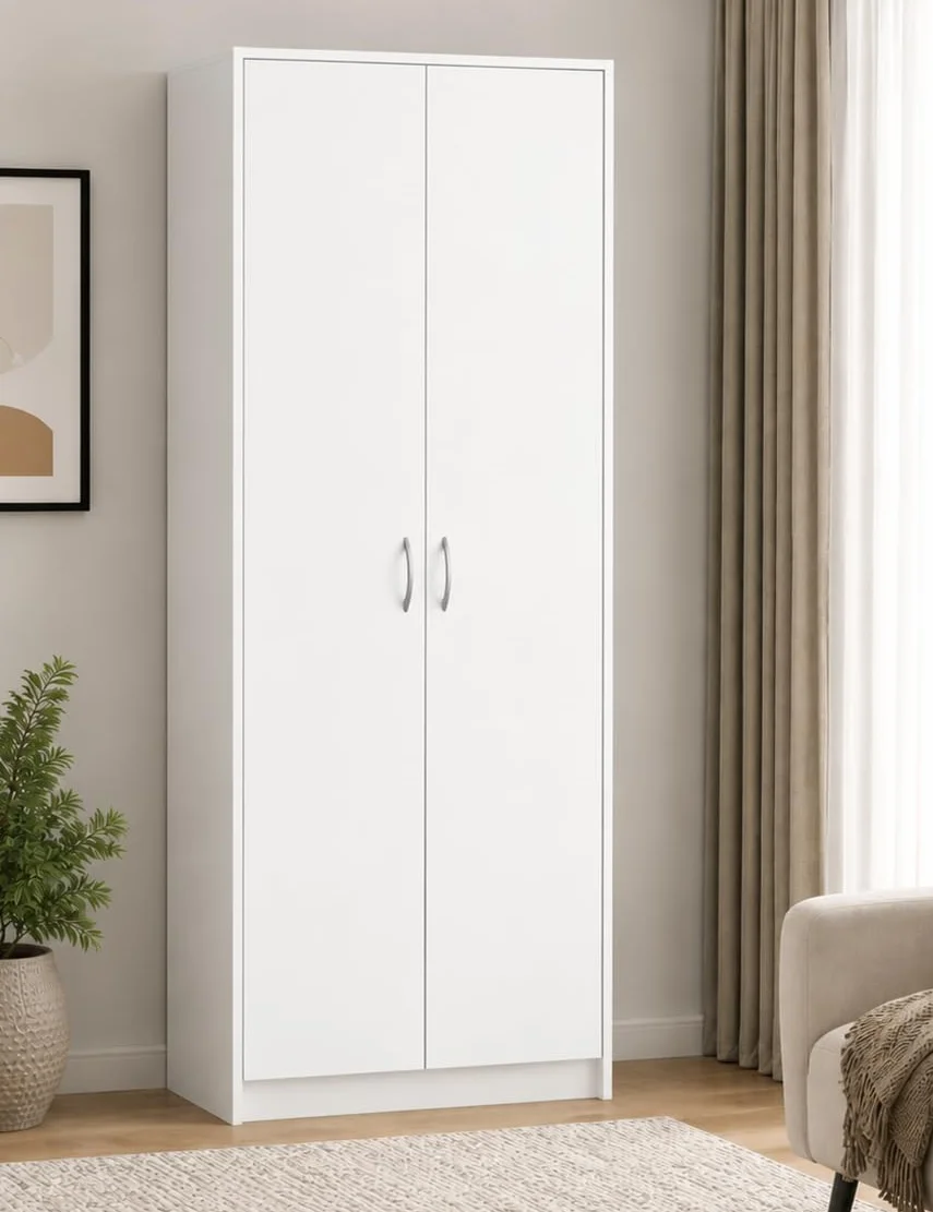 Armadio multifunzionale per la casa, armadio guardaroba, da ufficio e per documenti con 2 ante e 5 scomparti, 180 x 74 x 35 cm (Bianco)