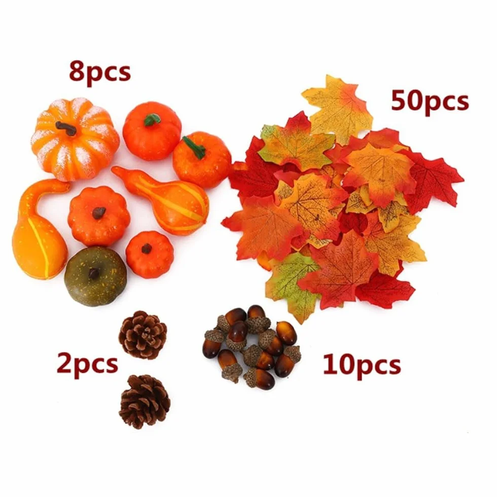70 Pezzi Set Decorazioni Ringraziamento Zucca Raccolta Pigne Autunno Halloween